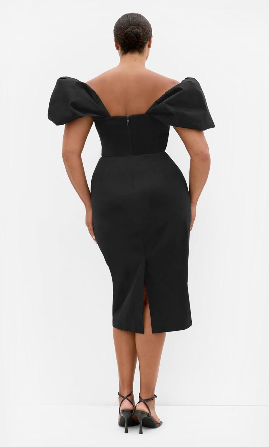 image:imageCity Chic Plus Size Dress Elyse Off Shoulder MidiBlack