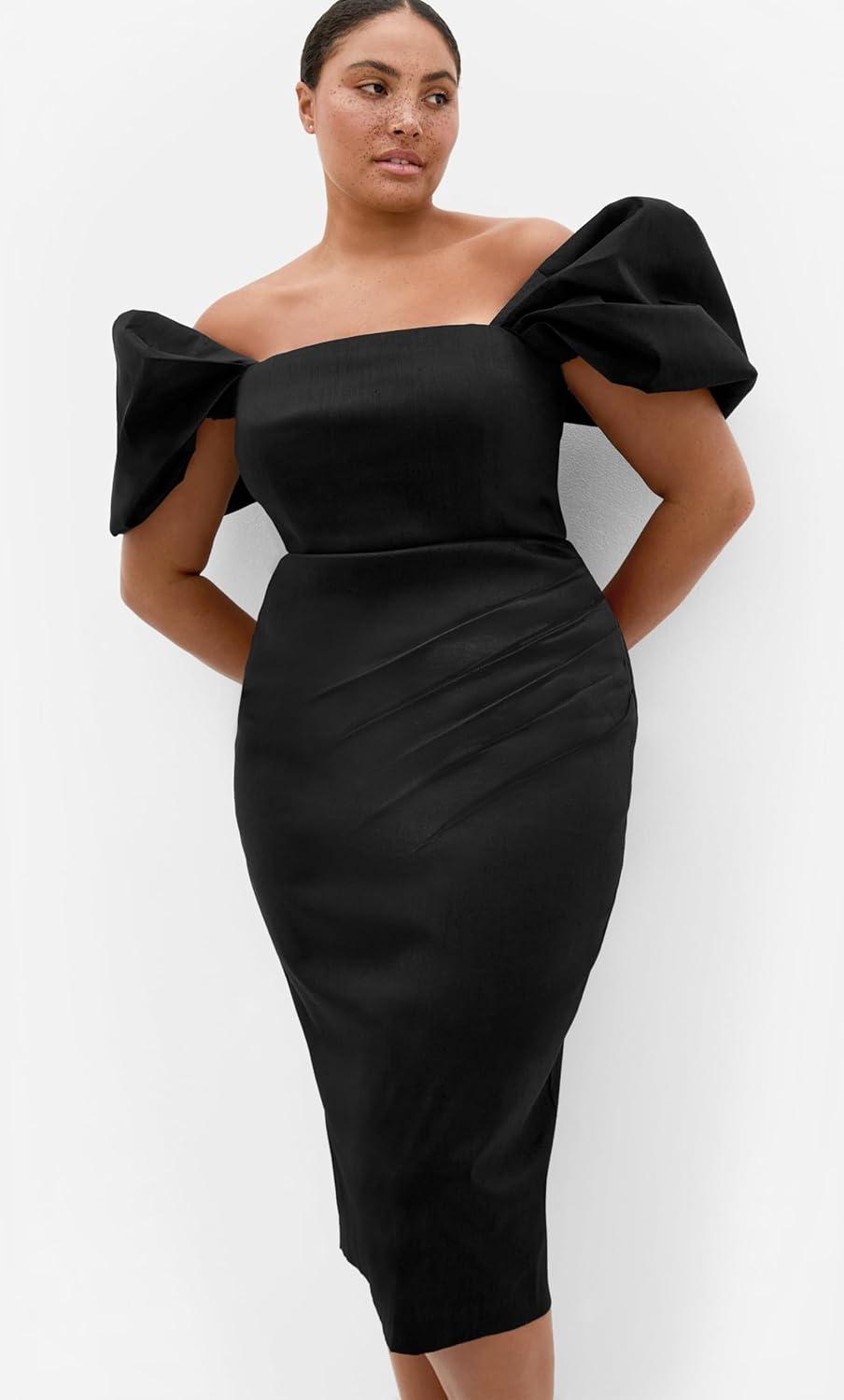 image:imageCity Chic Plus Size Dress Elyse Off Shoulder MidiBlack