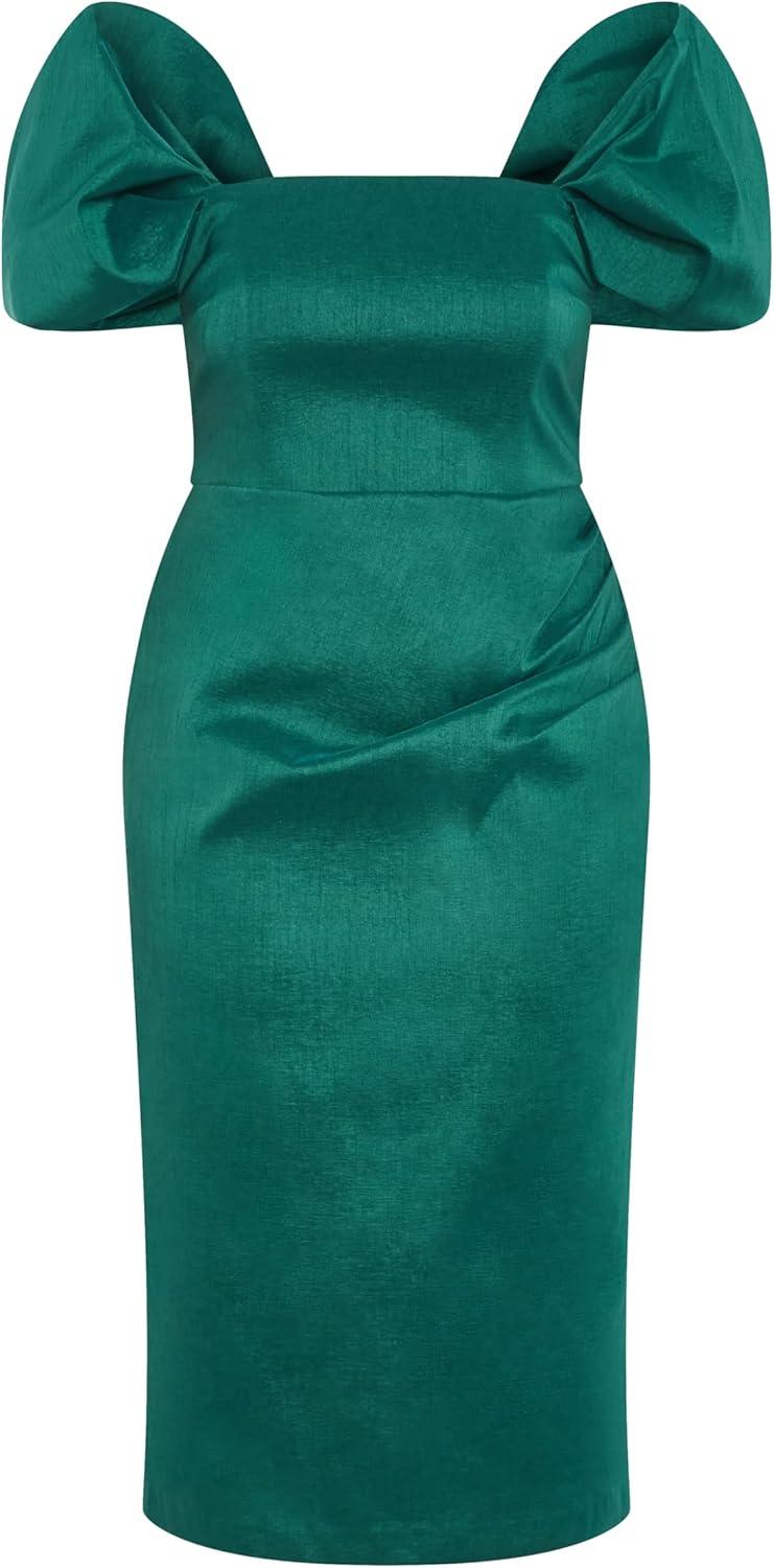 image:imageCity Chic Plus Size Dress Elyse Off Shoulder MidiEmerald
