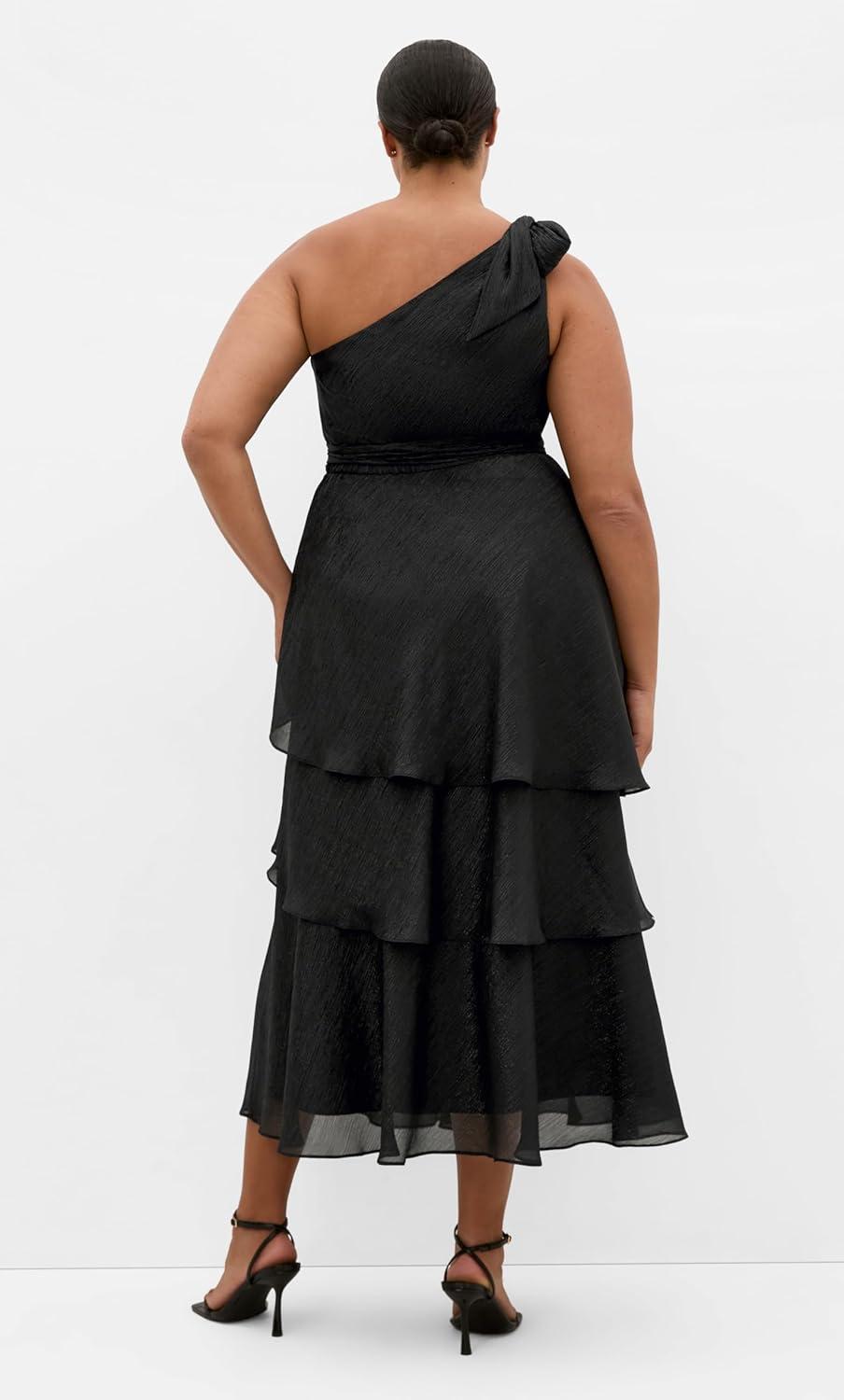 image:imageCity Chic Plus Size Dress Enchant Bouquet One Shoulder MaxiBlackSilver