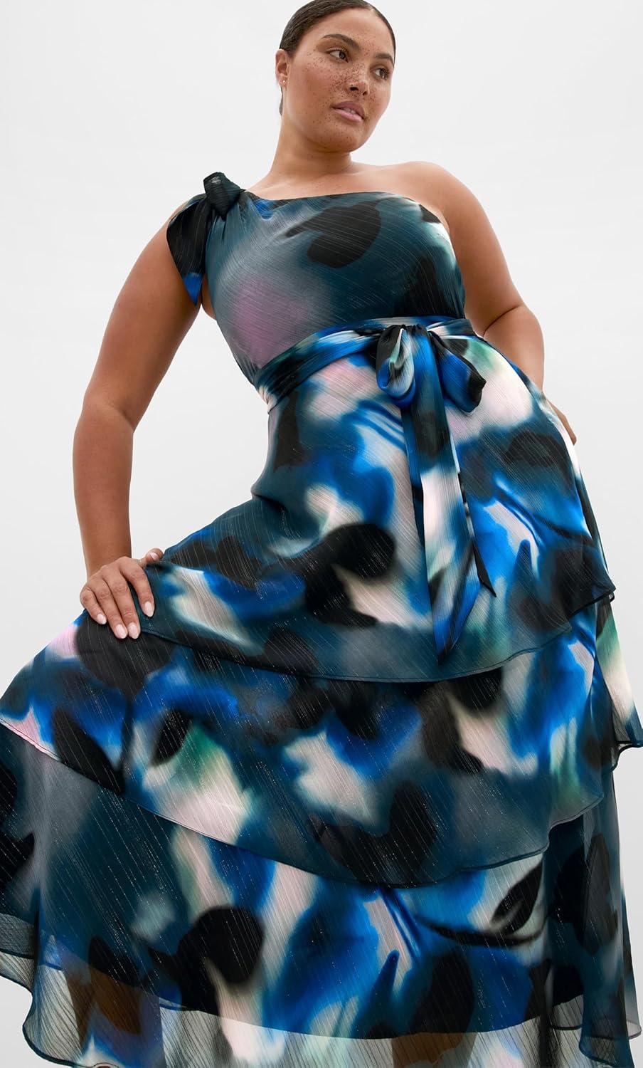 image:imageCity Chic Plus Size Dress Enchant Bouquet One Shoulder MaxiHaze Bloom