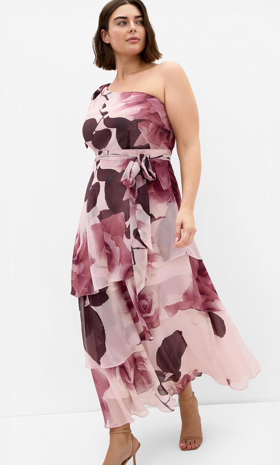 image:imageCity Chic Plus Size Dress Enchant Bouquet One Shoulder MaxiRomantic Bloom