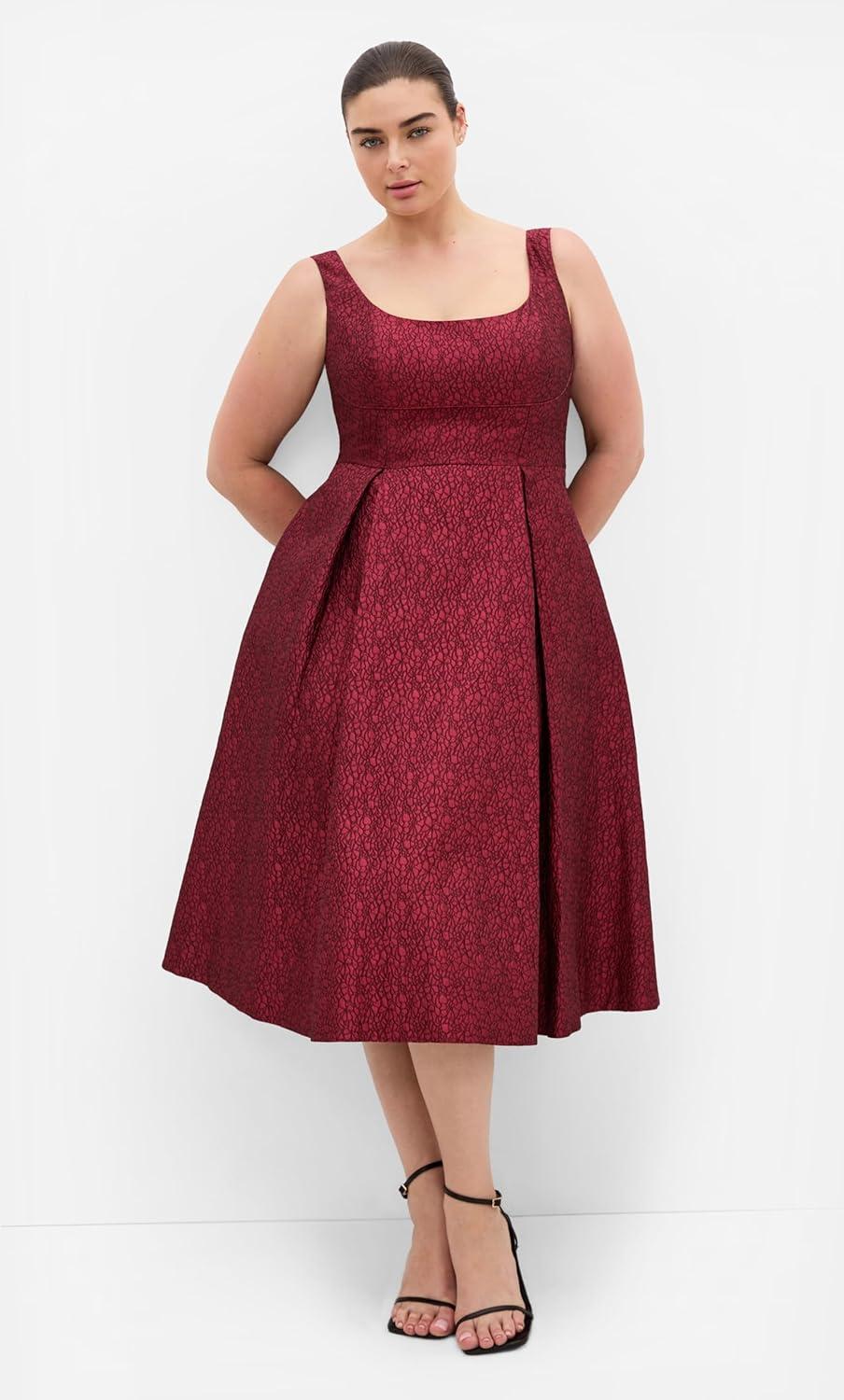 image:imageCity Chic Plus Size Dress Estella Floral MidiLove Red