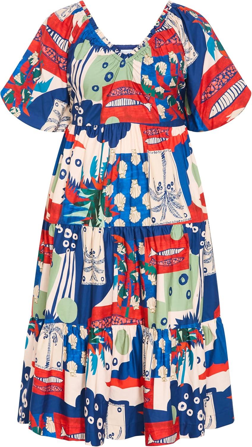image:imageCity Chic Plus Size Dress Fantasy Floral Print V NeckMarine Scape