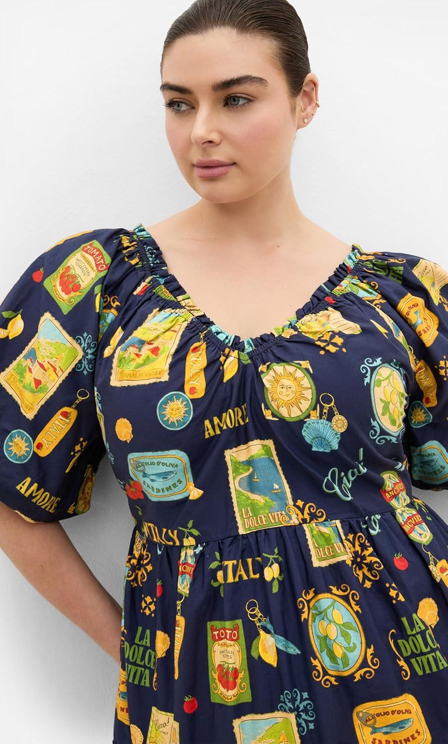 image:imageCity Chic Plus Size Dress Fantasy Floral Print V NeckNavy La Dolce