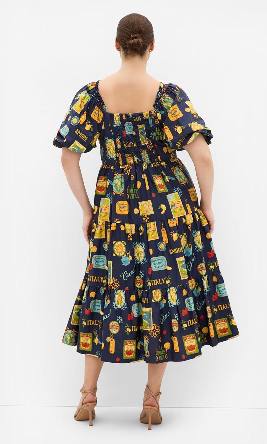 image:imageCity Chic Plus Size Dress Fantasy Floral Print V NeckNavy La Dolce