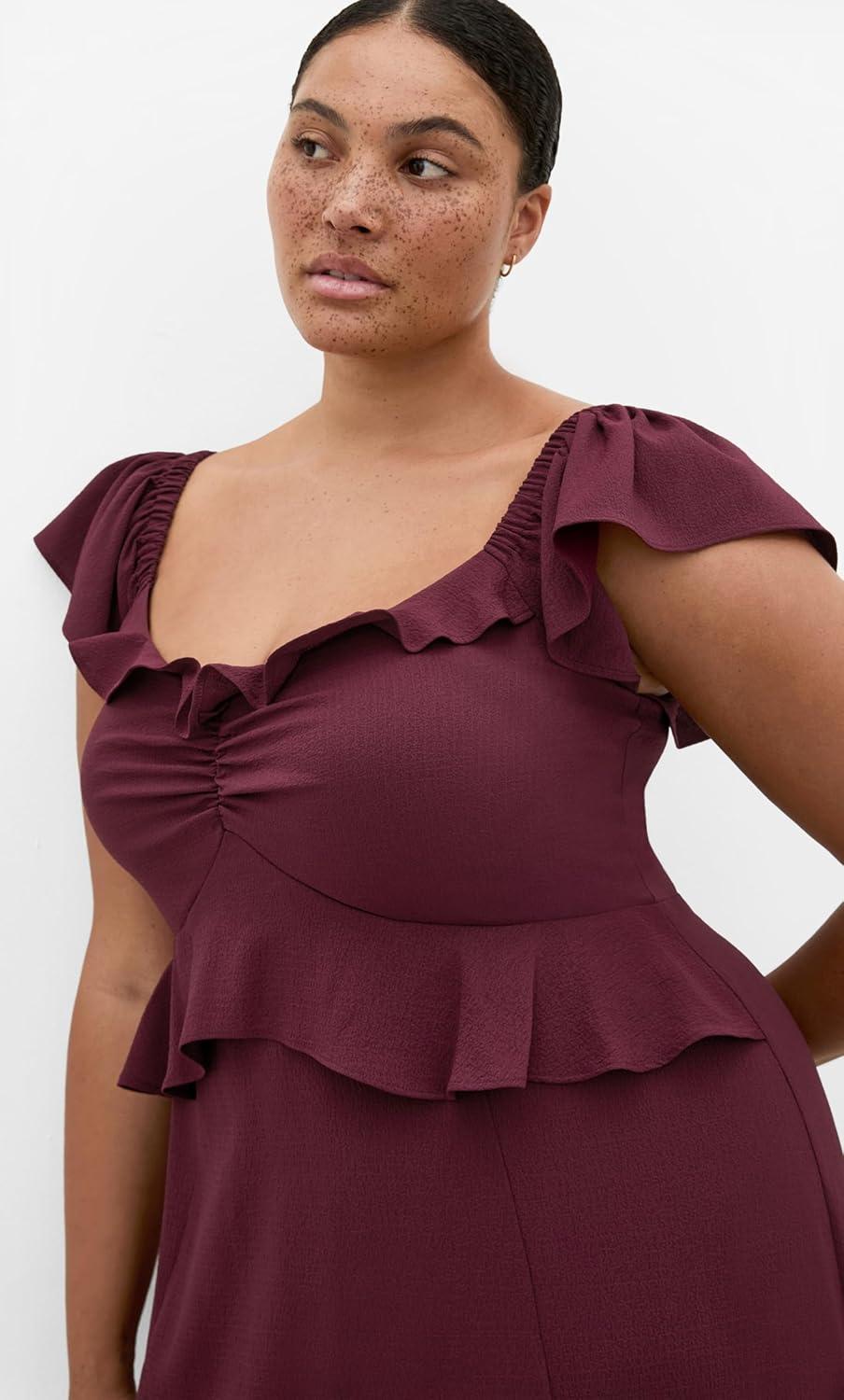image:imageCity Chic Plus Size Dress Fee Frill MaxiDark Cherry