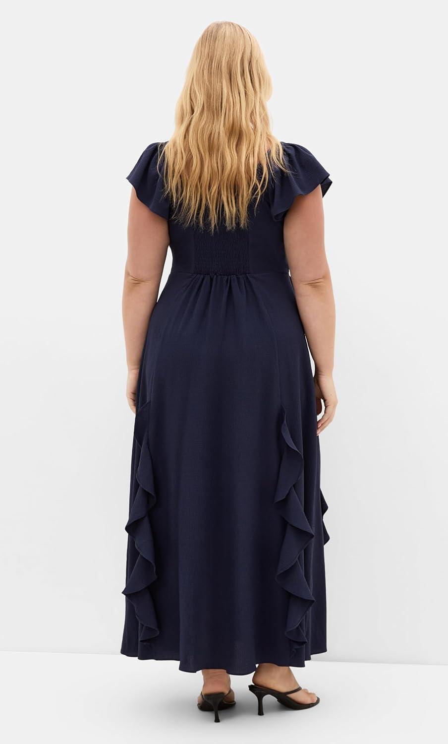 image:imageCity Chic Plus Size Dress Fee Frill MaxiNavy