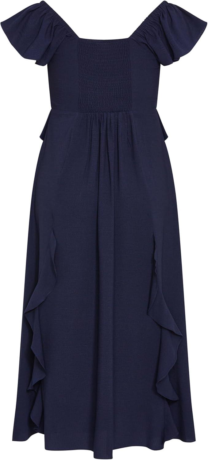 image:imageCity Chic Plus Size Dress Fee Frill MaxiNavy