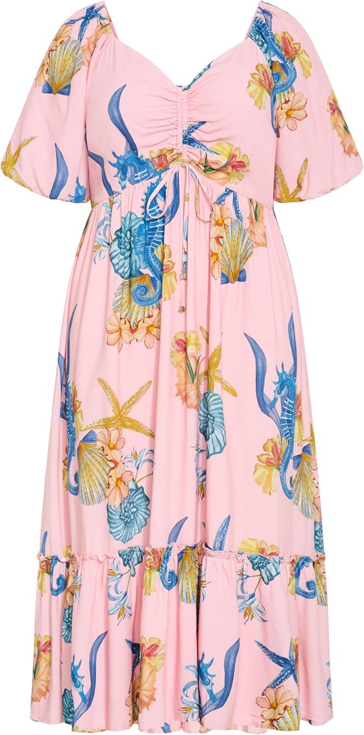 image:imageCity Chic Plus Size Dress Giselle Seahorse Print MaxiSeahorse Print