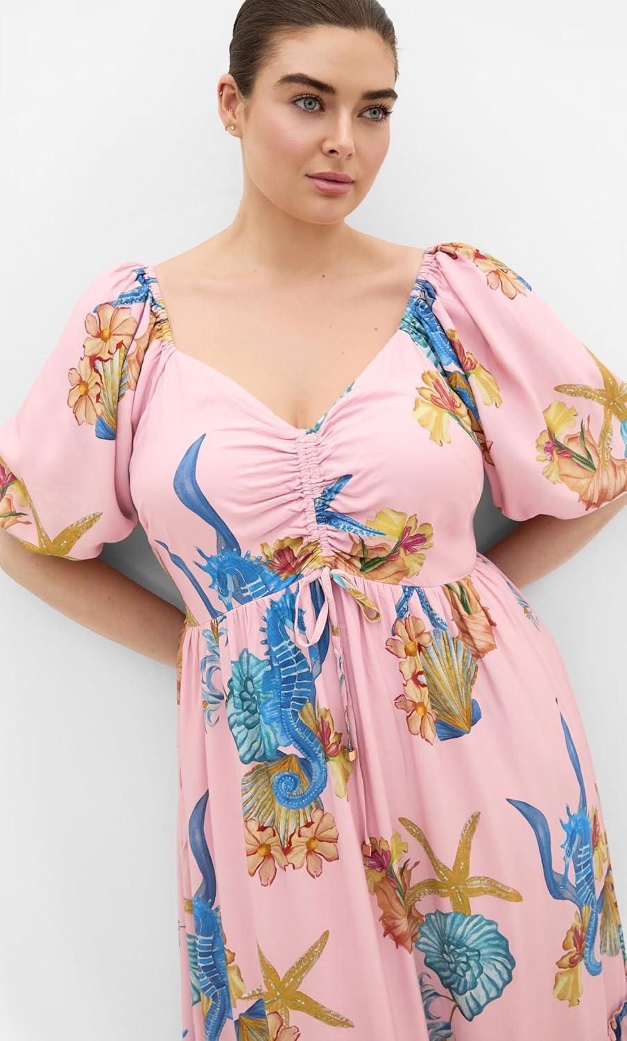 image:imageCity Chic Plus Size Dress Giselle Seahorse Print MaxiSeahorse Print