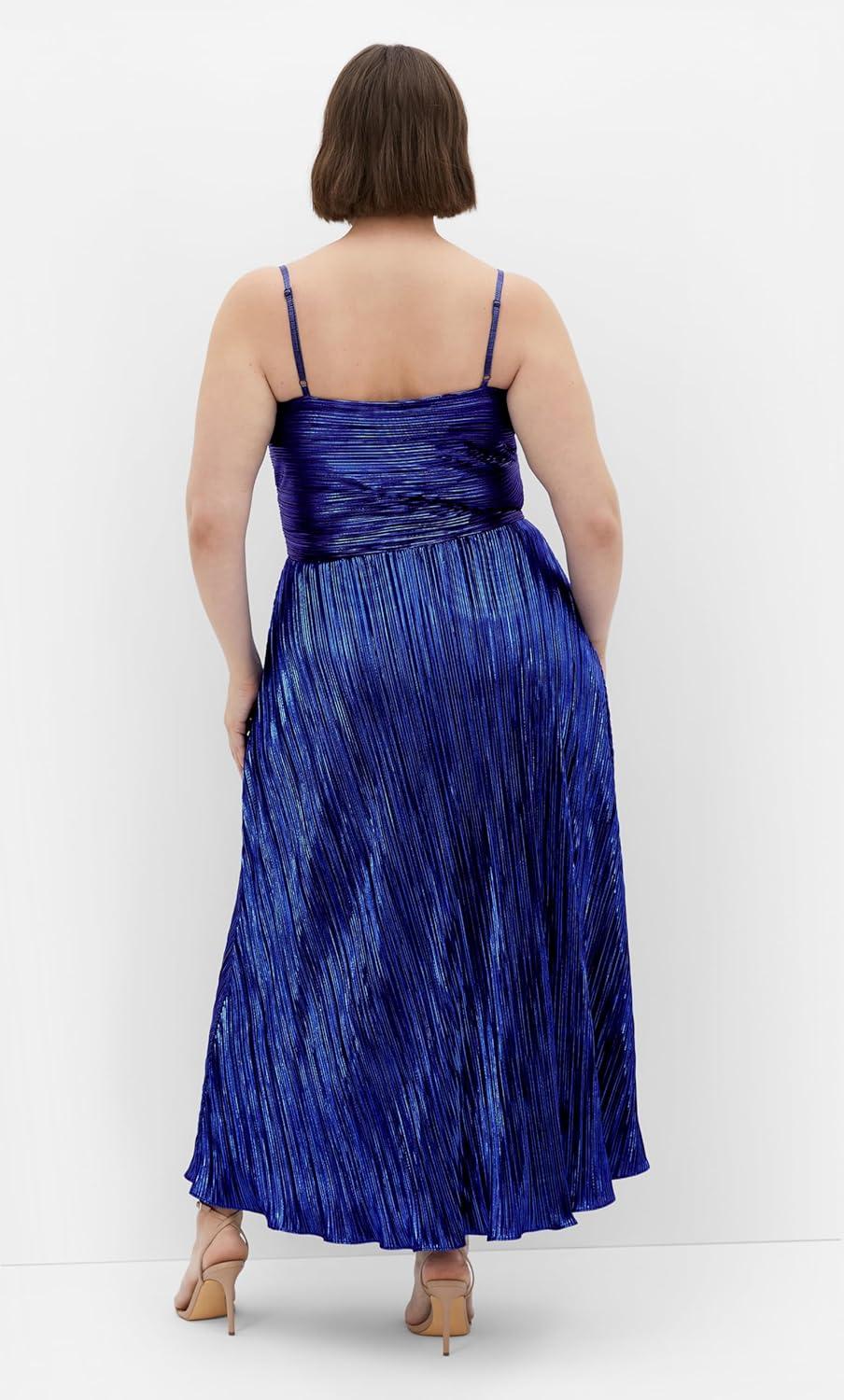 image:imageCity Chic Plus Size Dress Kamila Cowl Neck MetallicNavy