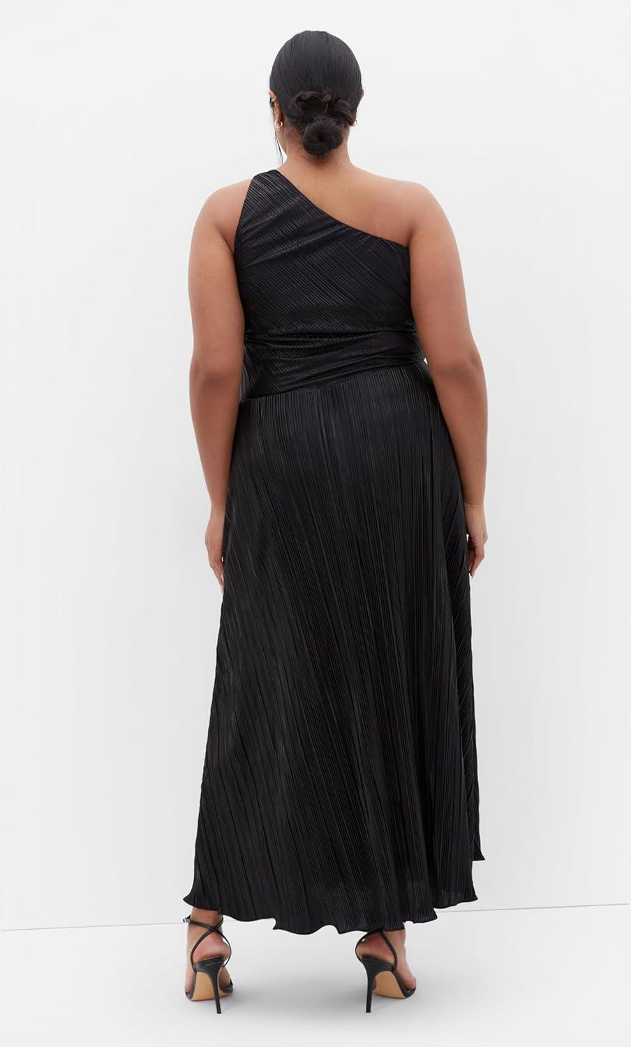 image:imageCity Chic Plus Size Dress Kamila One Shoulder MetallicBlack