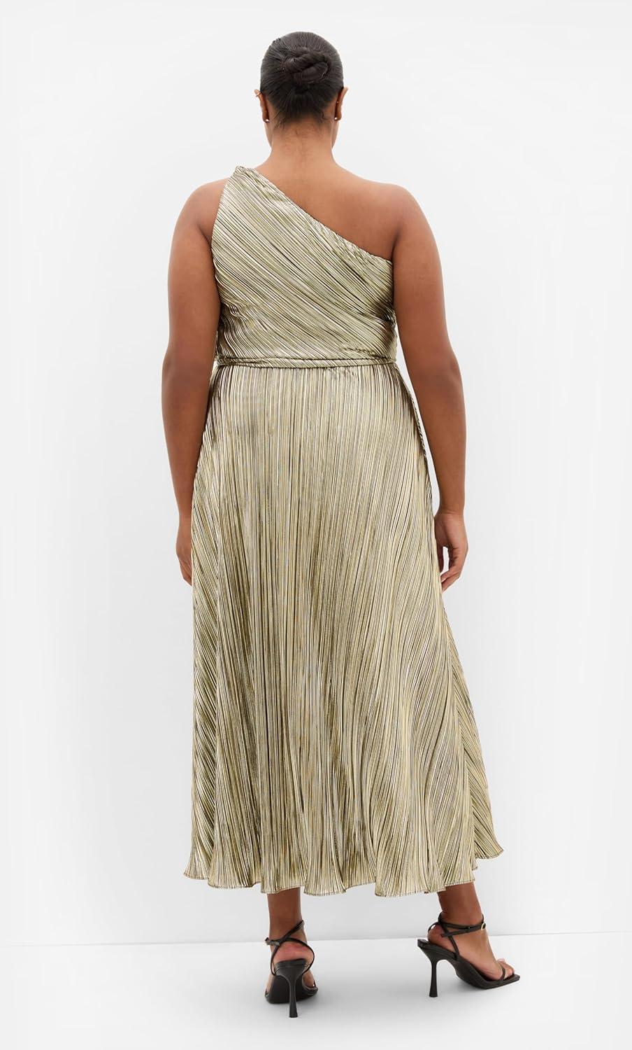 image:imageCity Chic Plus Size Dress Kamila One Shoulder MetallicBronze
