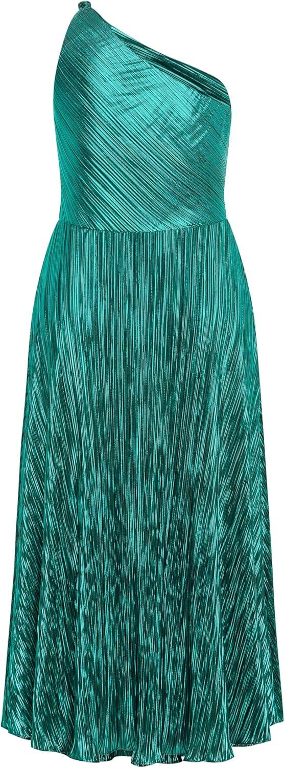 image:imageCity Chic Plus Size Dress Kamila One Shoulder MetallicEmerald