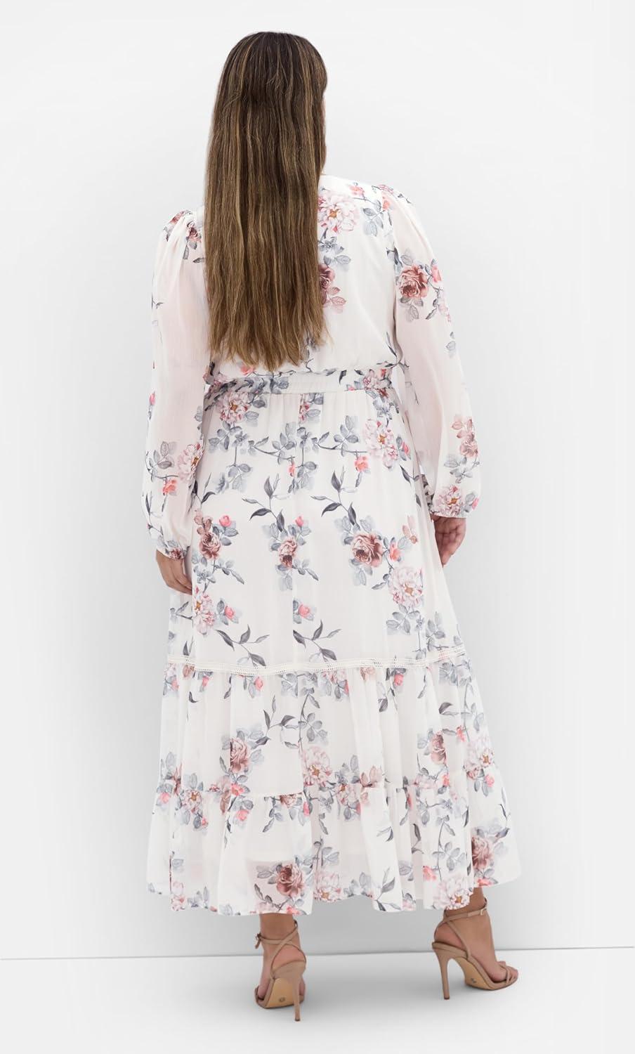 image:imageCity Chic Plus Size Dress Kiki Posie Print MaxiCream