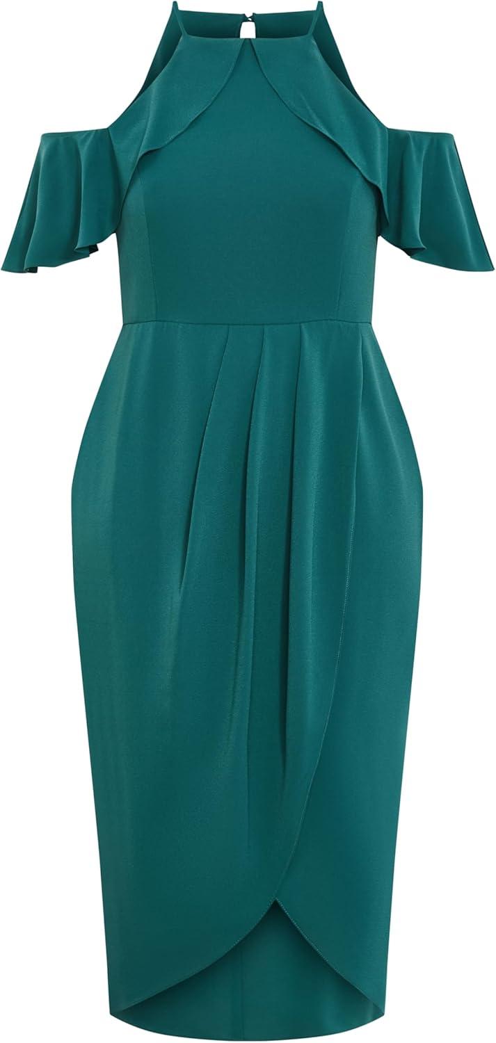 image:imageCity Chic Plus Size Dress Love Siren Ruffle ShoulderBotanical
