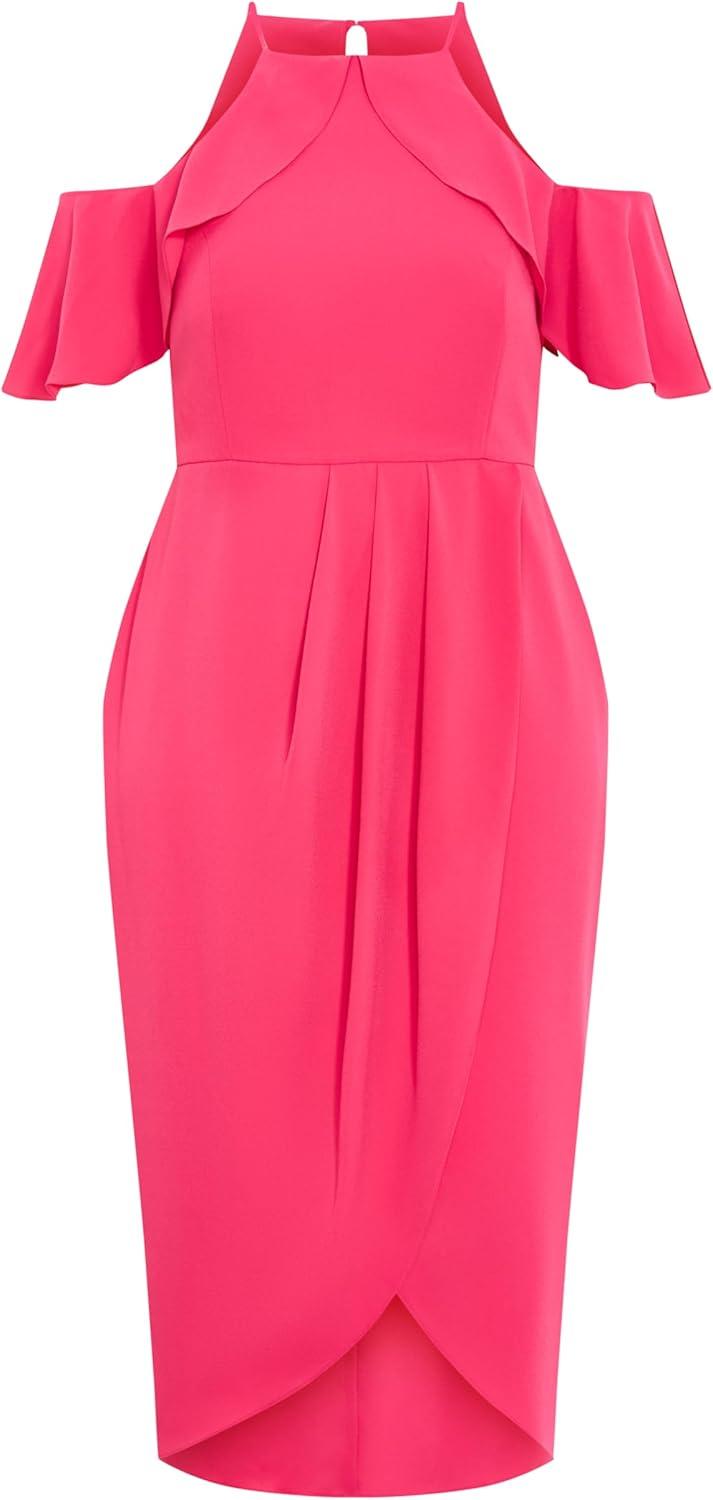 image:imageCity Chic Plus Size Dress Love Siren Ruffle ShoulderRaspberry