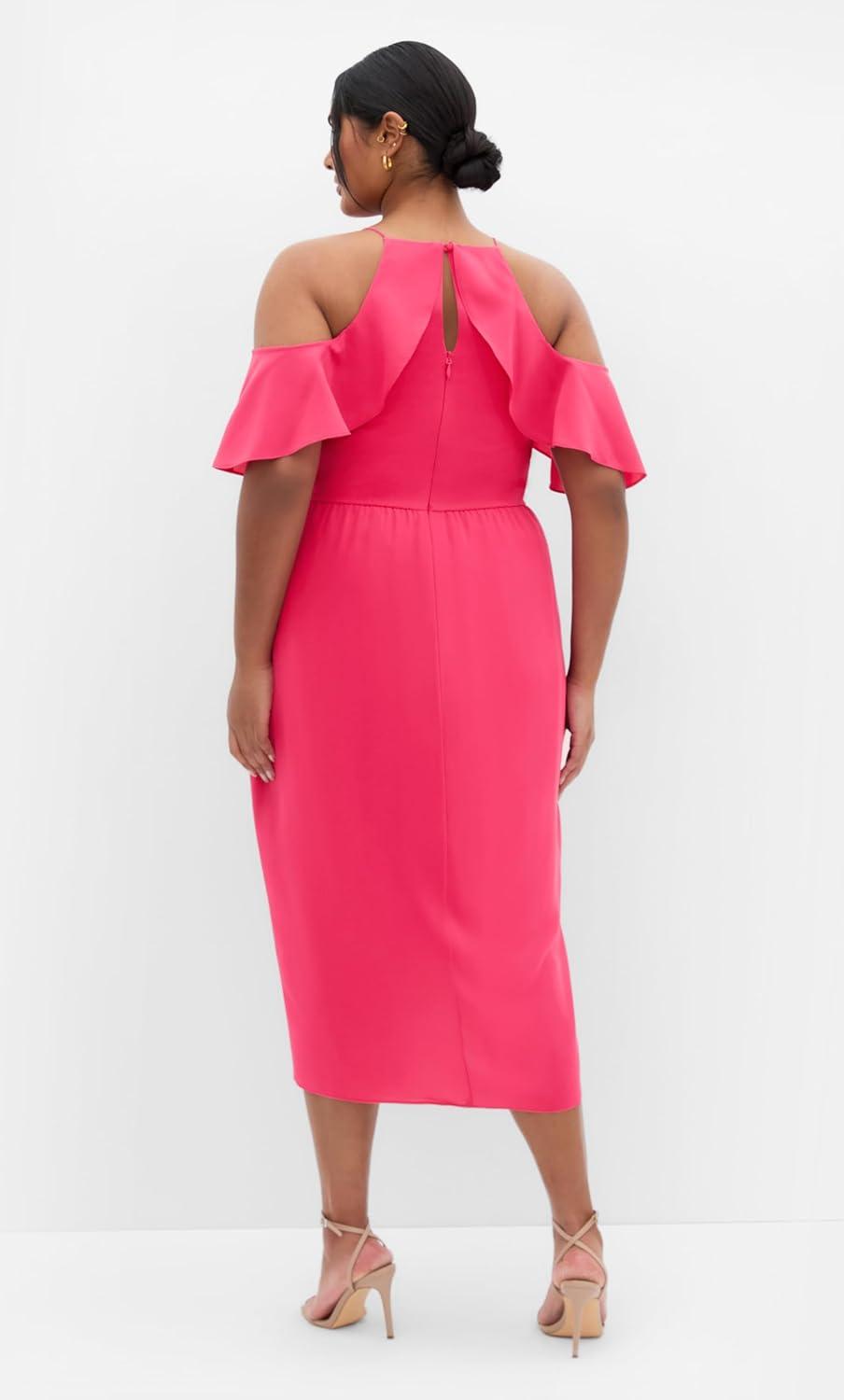 image:imageCity Chic Plus Size Dress Love Siren Ruffle ShoulderRaspberry