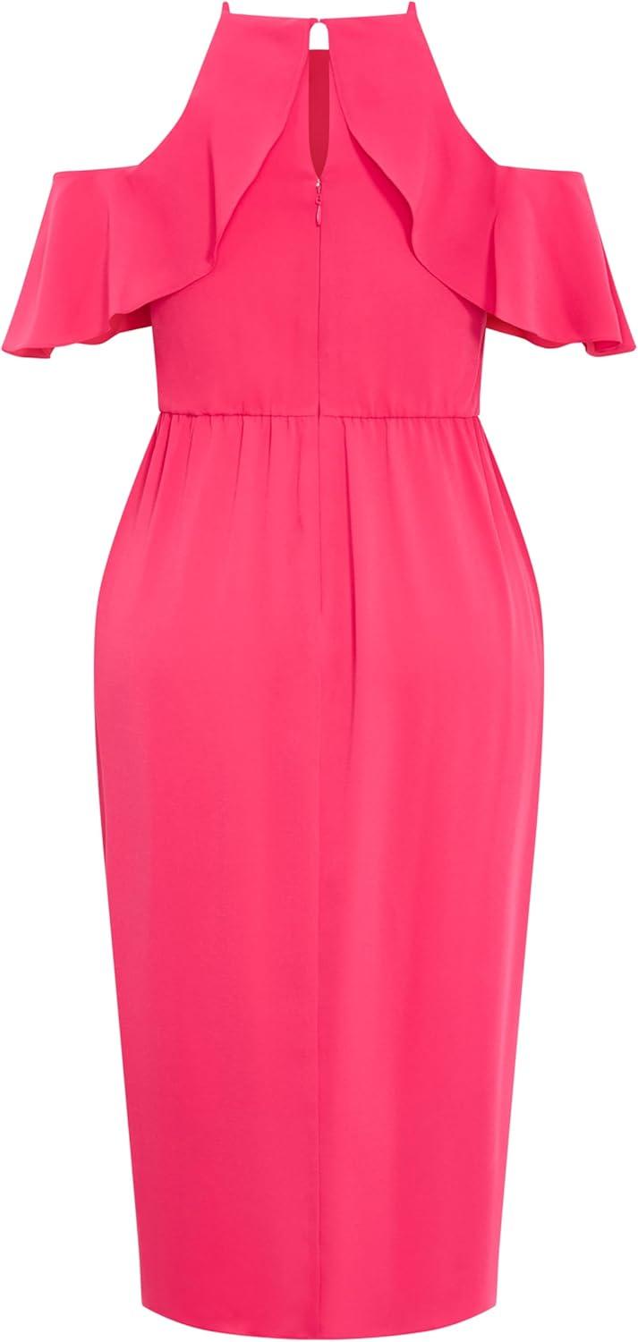 image:imageCity Chic Plus Size Dress Love Siren Ruffle ShoulderRaspberry