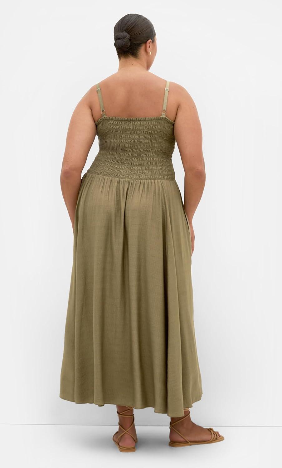 image:imageCity Chic Plus Size Dress Maui Shirred MaxiKhaki