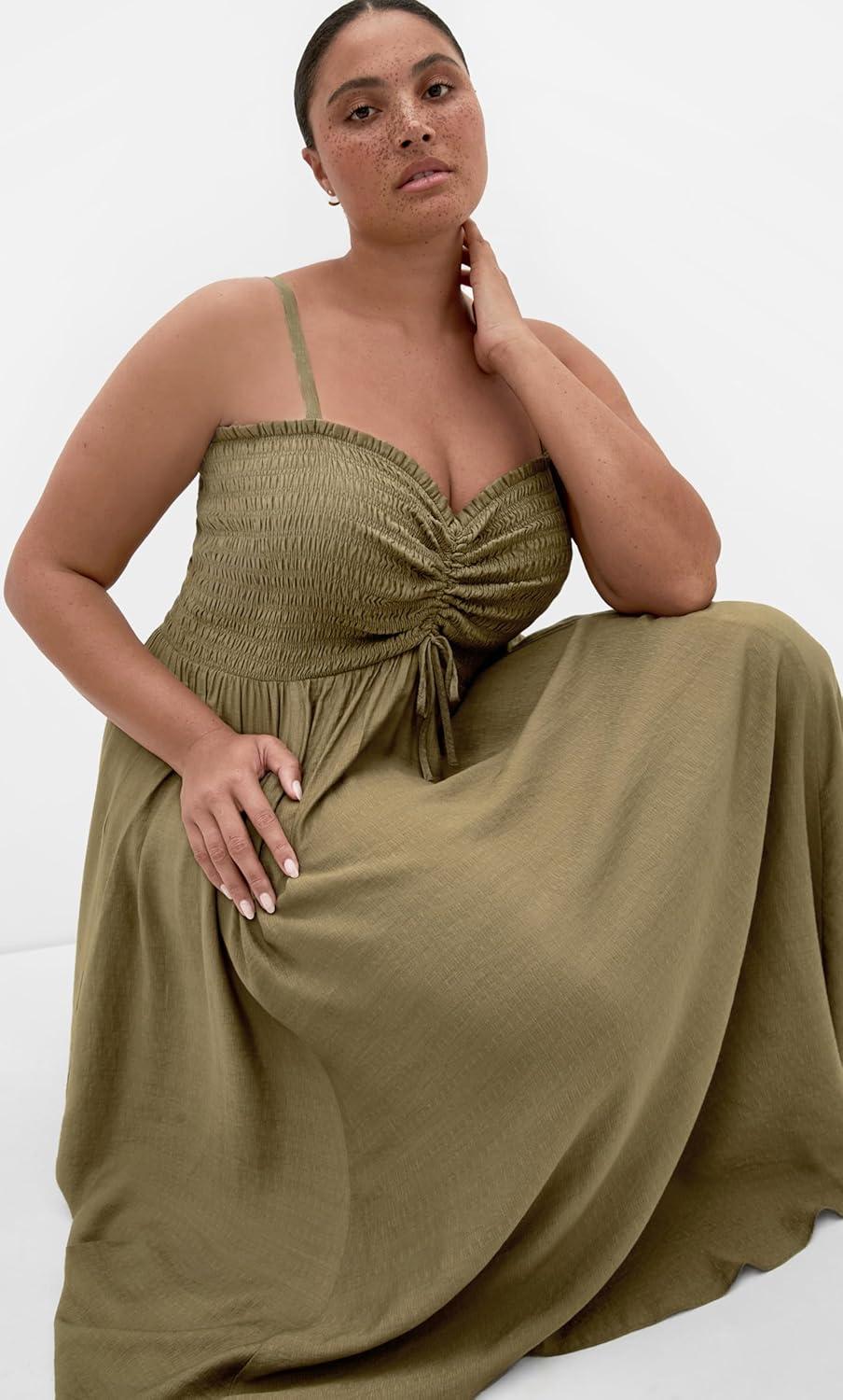 image:imageCity Chic Plus Size Dress Maui Shirred MaxiKhaki