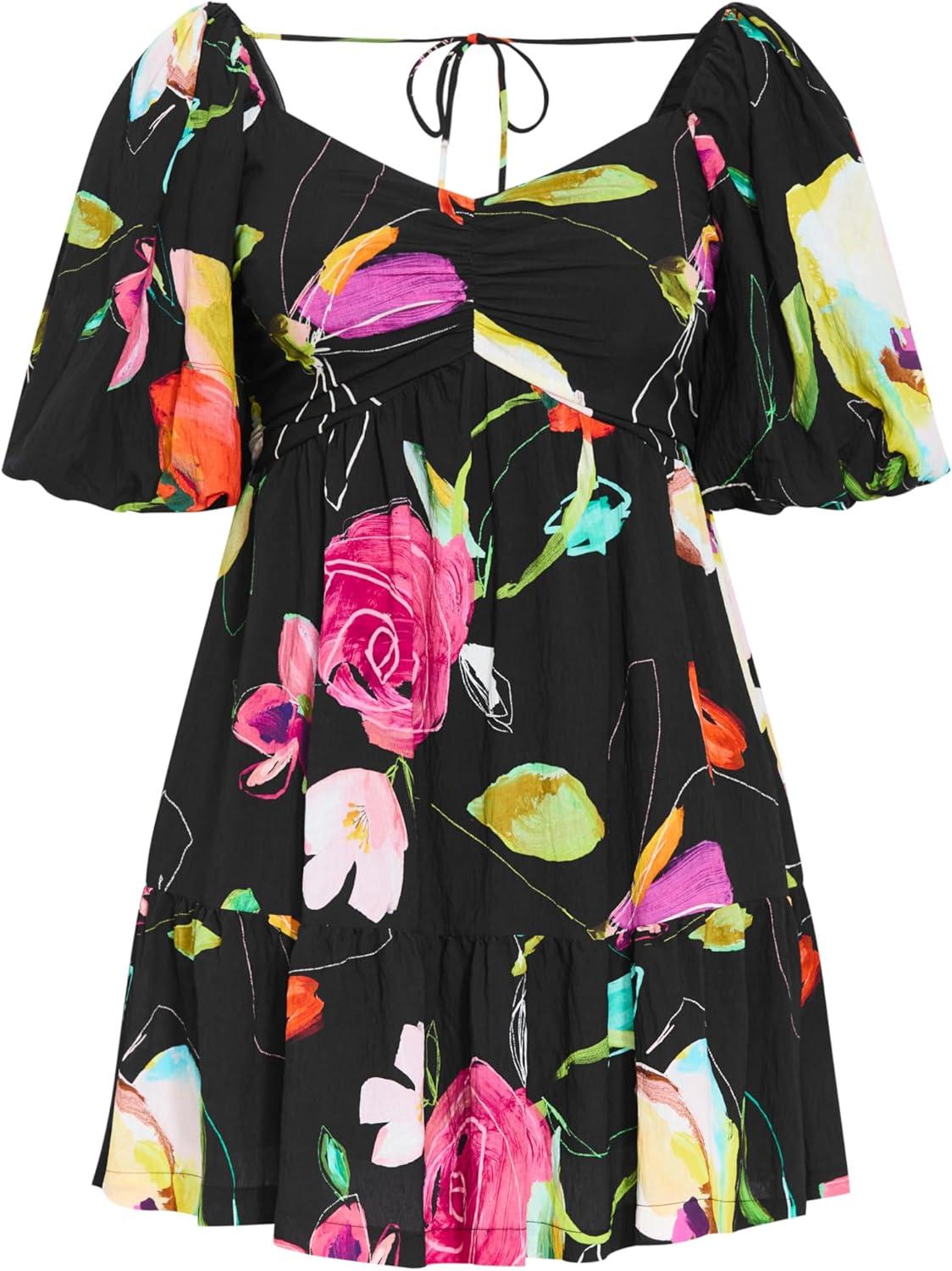 image:imageCity Chic Plus Size Dress Mila Print MiniFloral Sketch