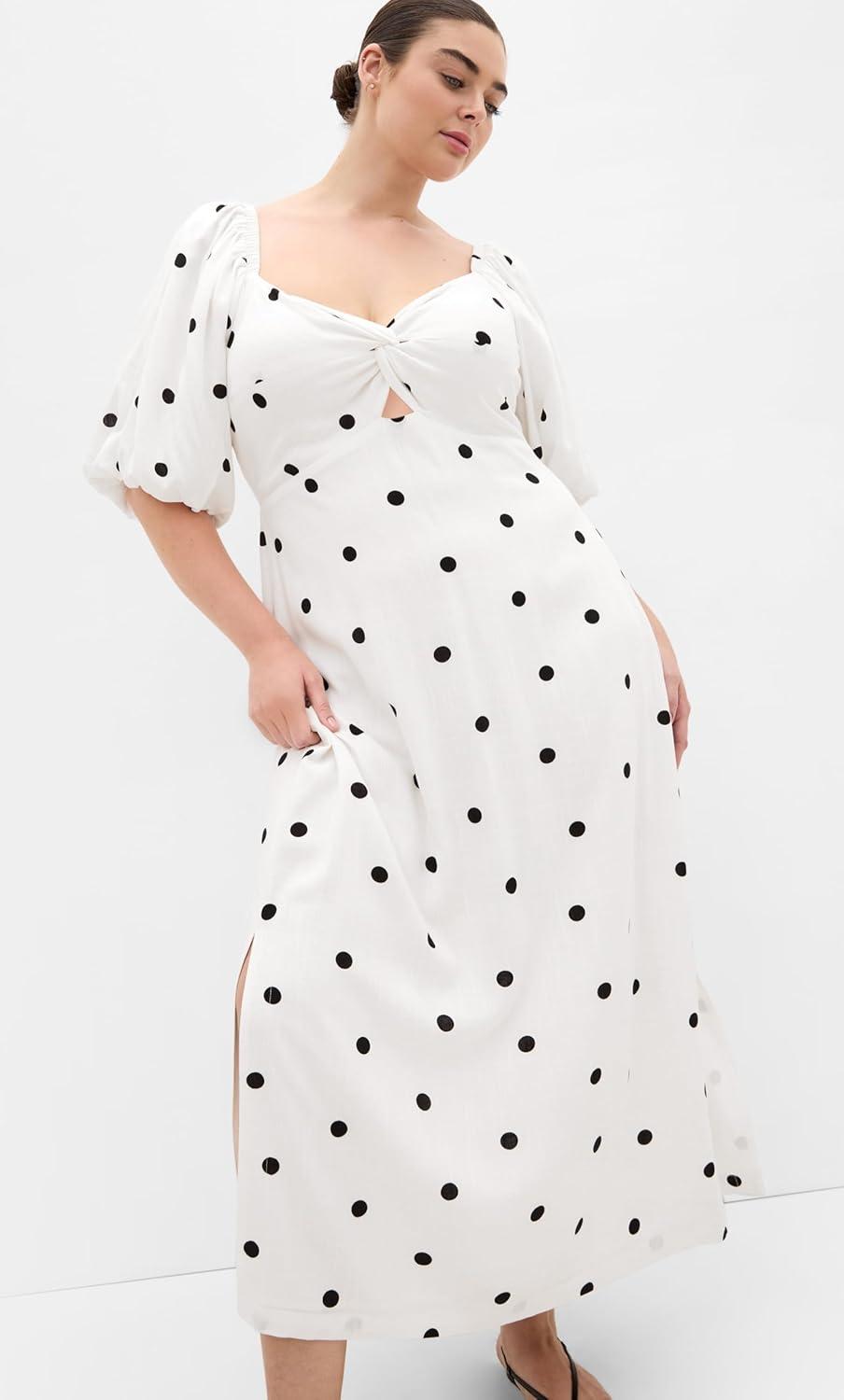 image:imageCity Chic Plus Size Dress Nala Spot Print Twist FrontBlack Polka Dot
