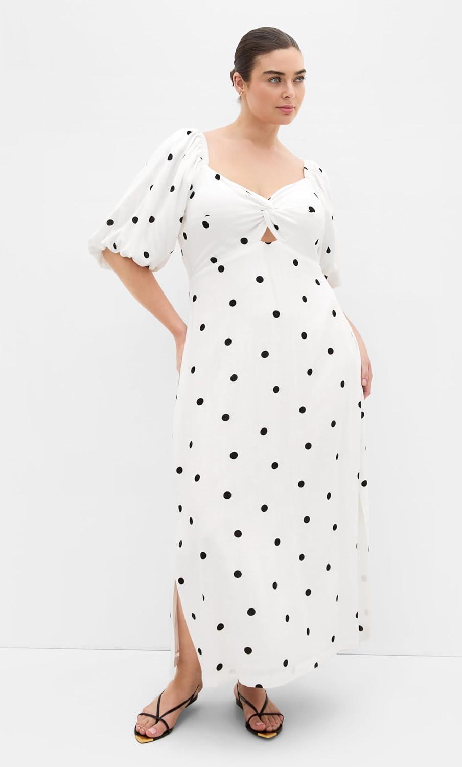 image:imageCity Chic Plus Size Dress Nala Spot Print Twist FrontBlack Polka Dot