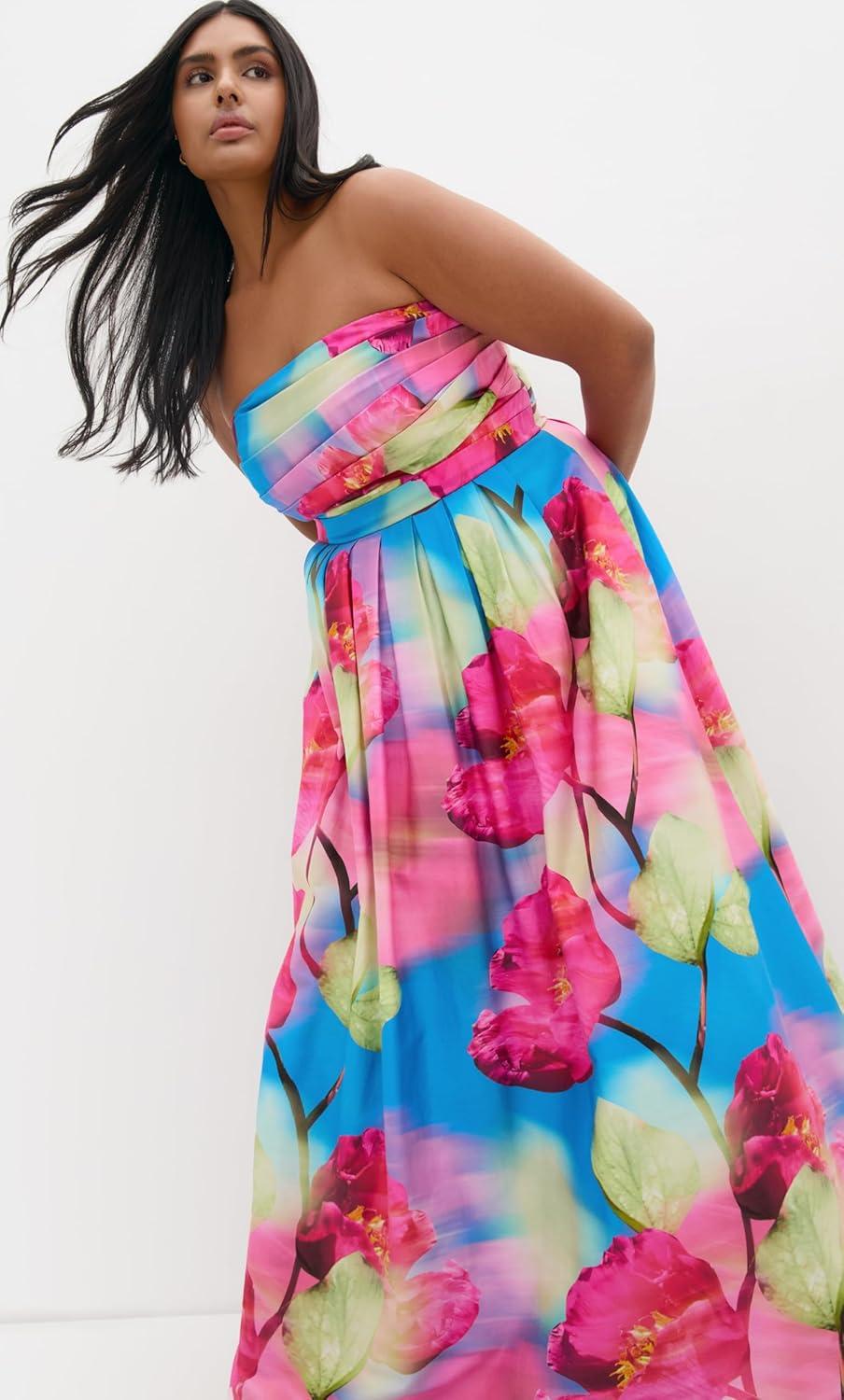 image:imageCity Chic Plus Size Dress Rosalee Sleeveless Print MaxiAzure Bloom
