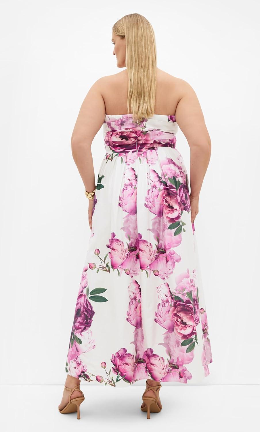image:imageCity Chic Plus Size Dress Rosalee Sleeveless Print MaxiIvory Multi Bloom