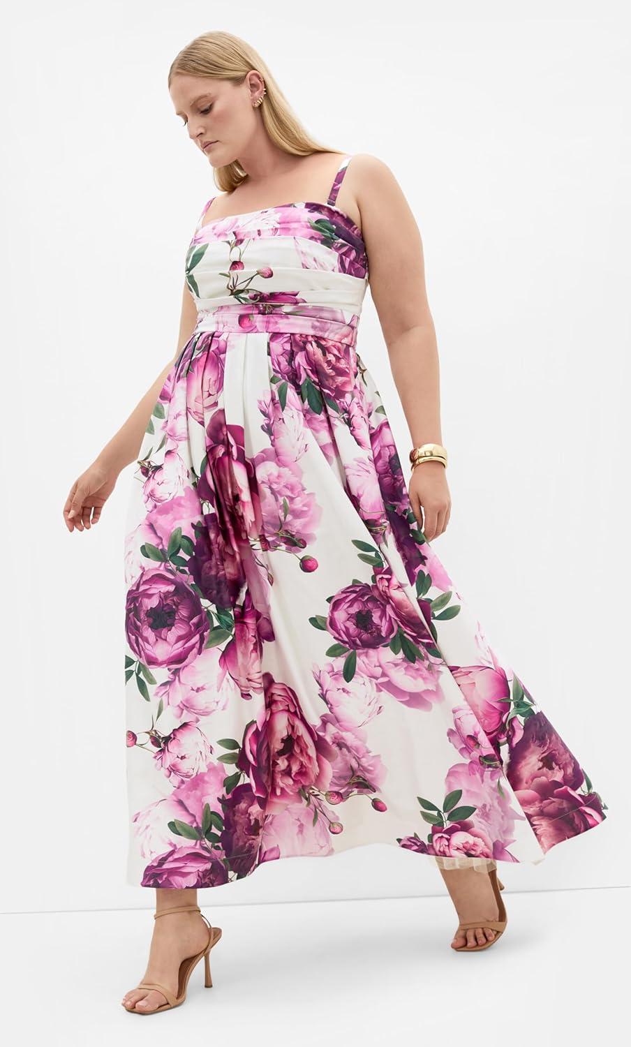 image:imageCity Chic Plus Size Dress Rosalee Sleeveless Print MaxiIvory Multi Bloom