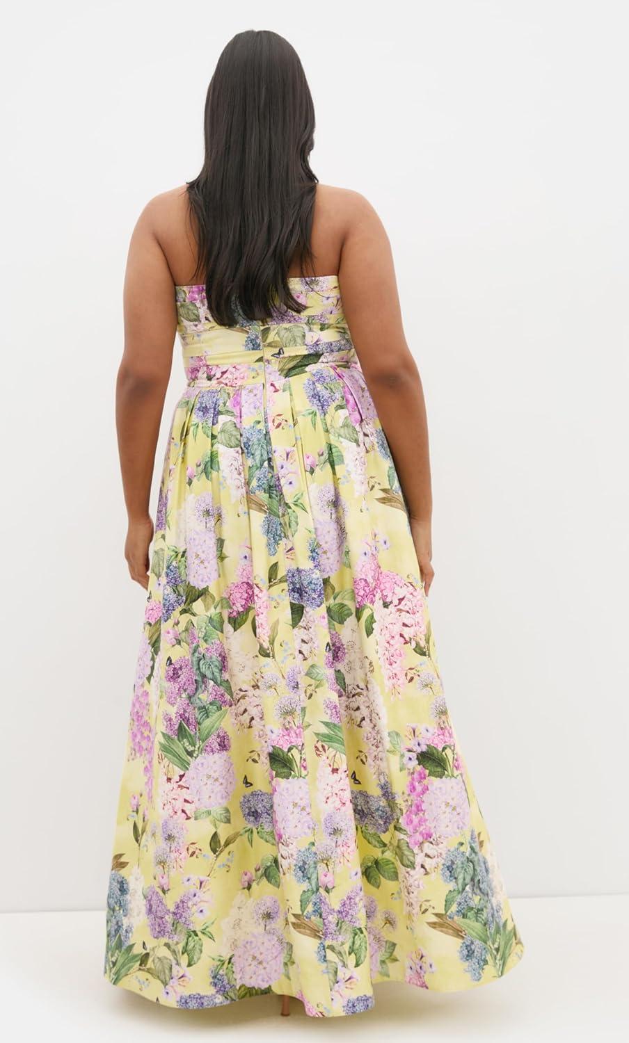 image:imageCity Chic Plus Size Dress Rosalee Sleeveless Print MaxiLemon Hydrangea
