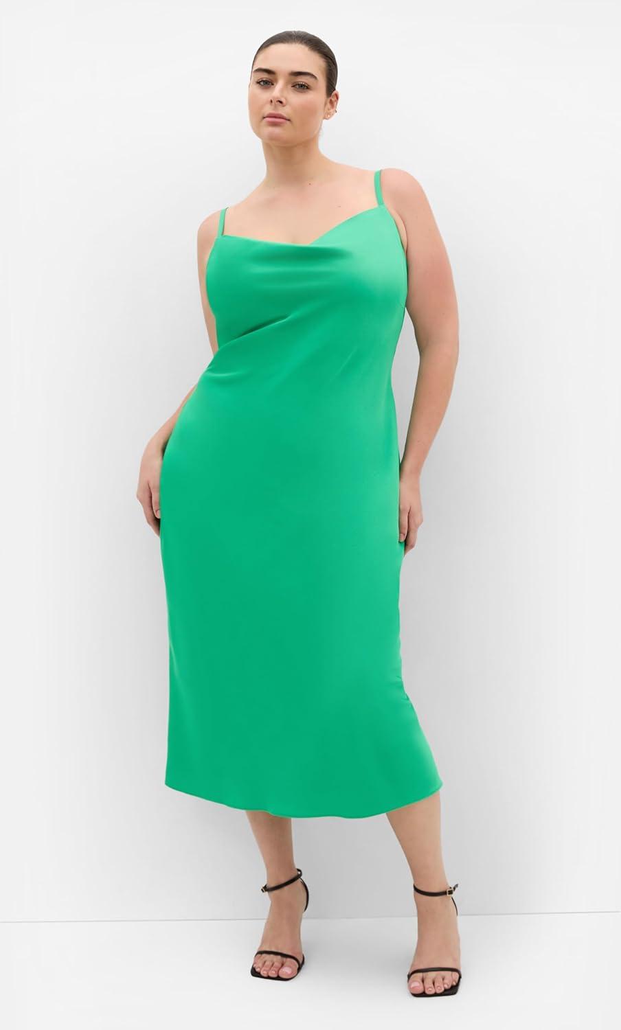 image:imageCity Chic Plus Size Dress Sadie Satin SlipGreenstone