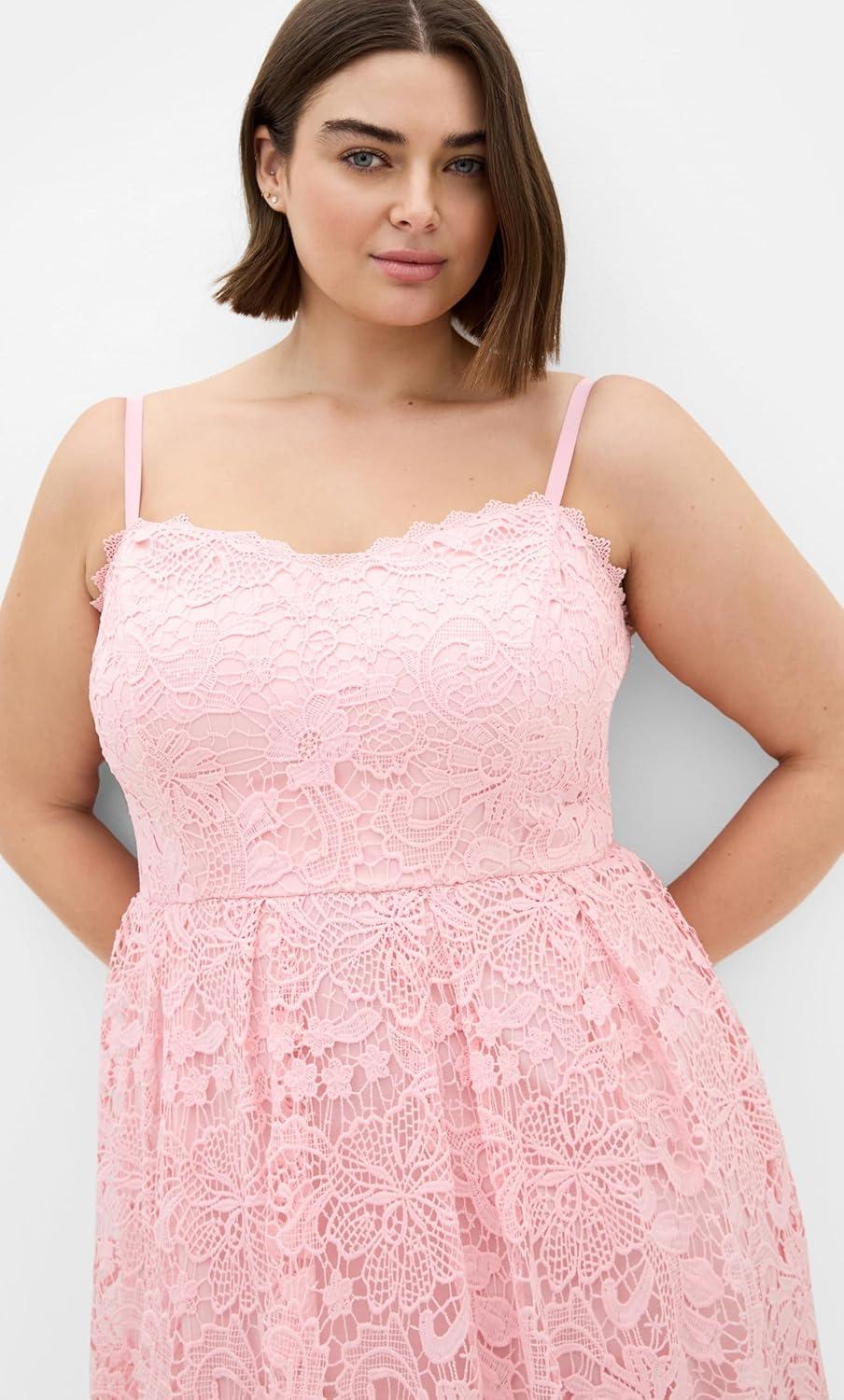 image:imageCity Chic Plus Size Dress Scarlet Lace MidiHeavenly Pink