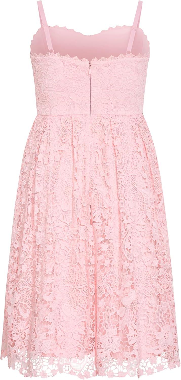 image:imageCity Chic Plus Size Dress Scarlet Lace MidiHeavenly Pink