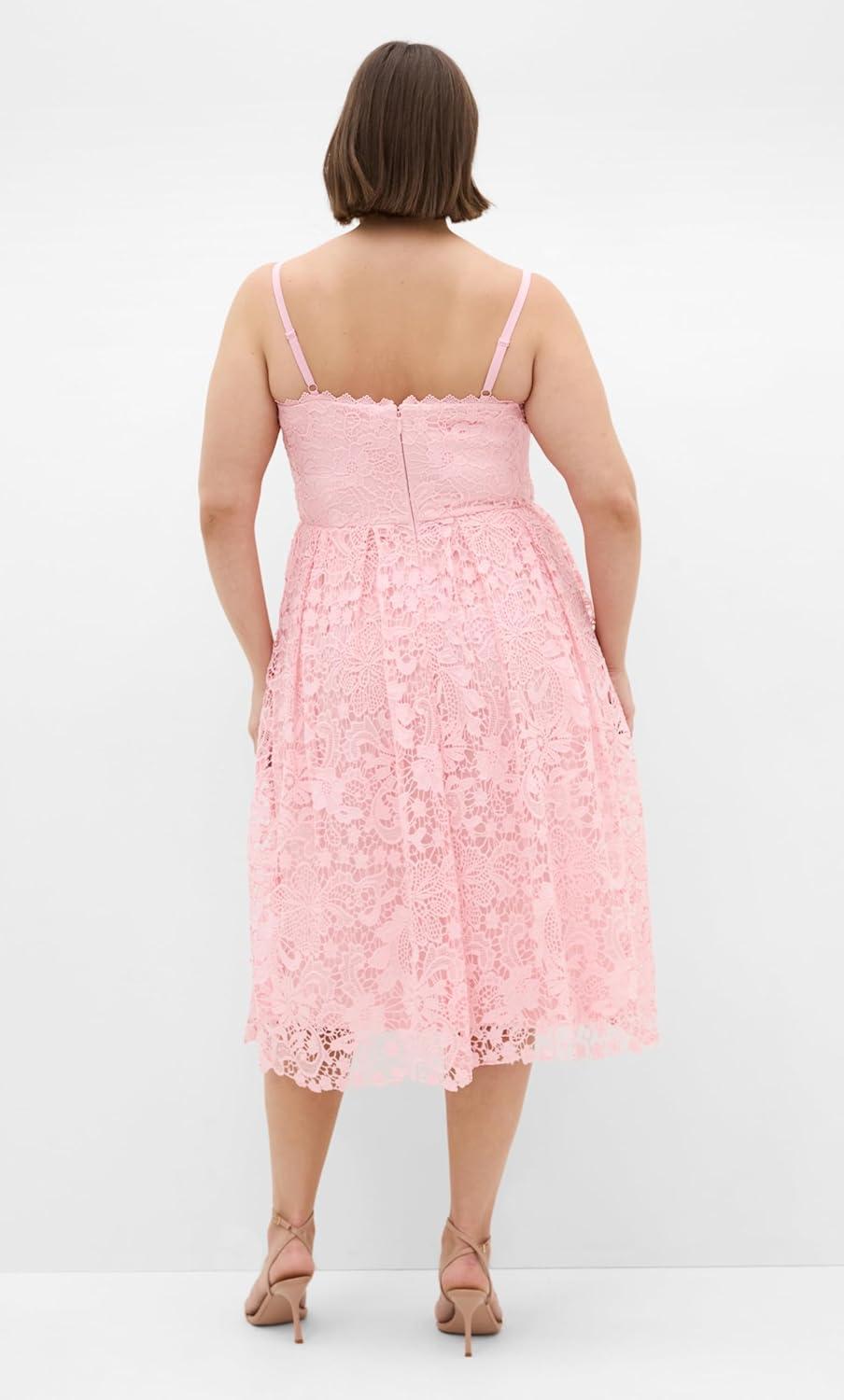 image:imageCity Chic Plus Size Dress Scarlet Lace MidiHeavenly Pink