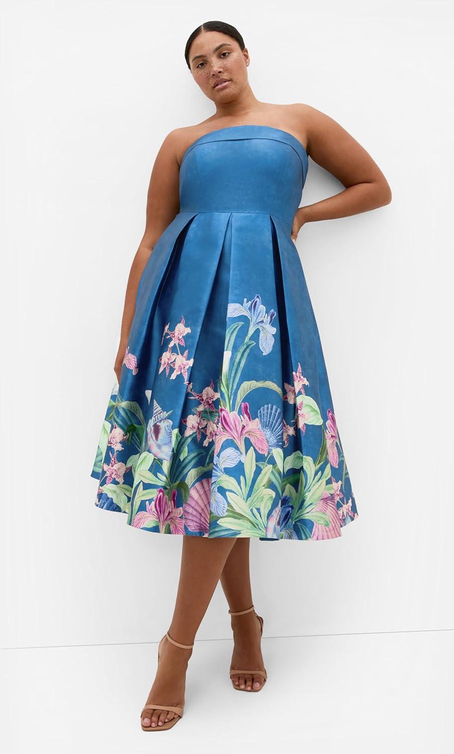 image:imageCity Chic Plus Size Dress Tiffany Bloom Strapless MidiSea Art