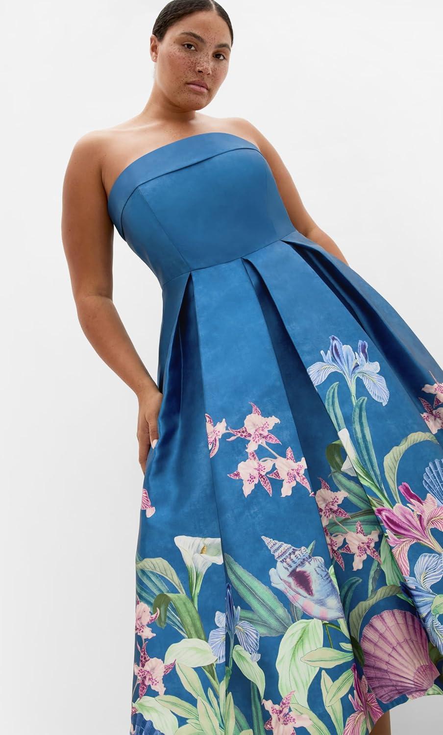 image:imageCity Chic Plus Size Dress Tiffany Bloom Strapless MidiSea Art