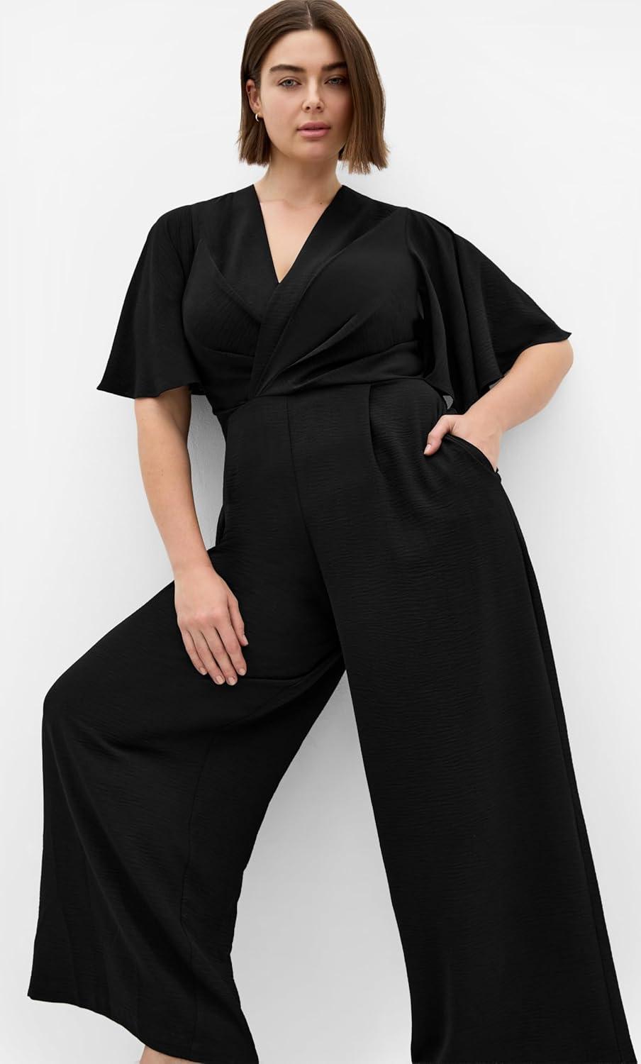 image:imageCity Chic Plus Size Jumpsuit Braelynn V NeckBlack
