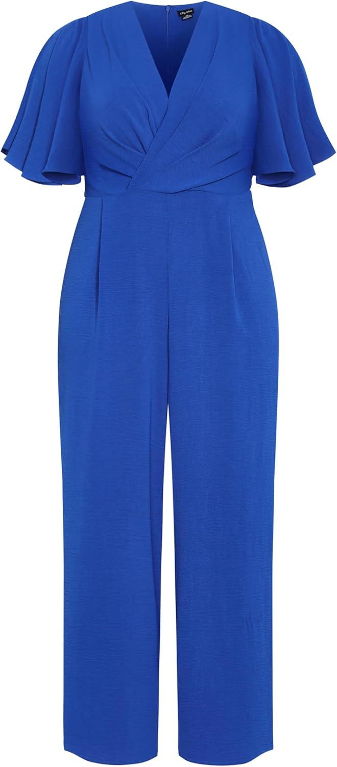 image:imageCity Chic Plus Size Jumpsuit Braelynn V NeckCerulean