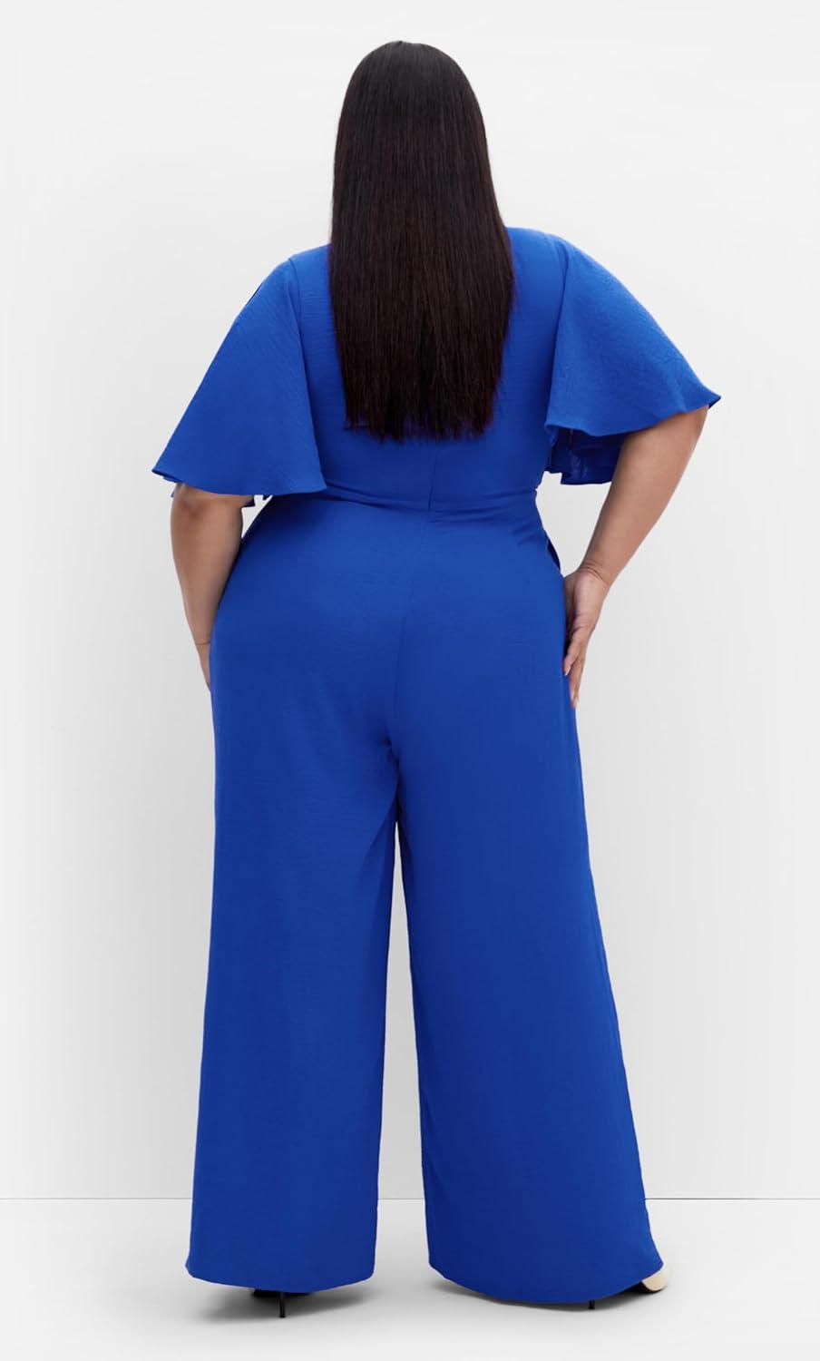 image:imageCity Chic Plus Size Jumpsuit Braelynn V NeckCerulean
