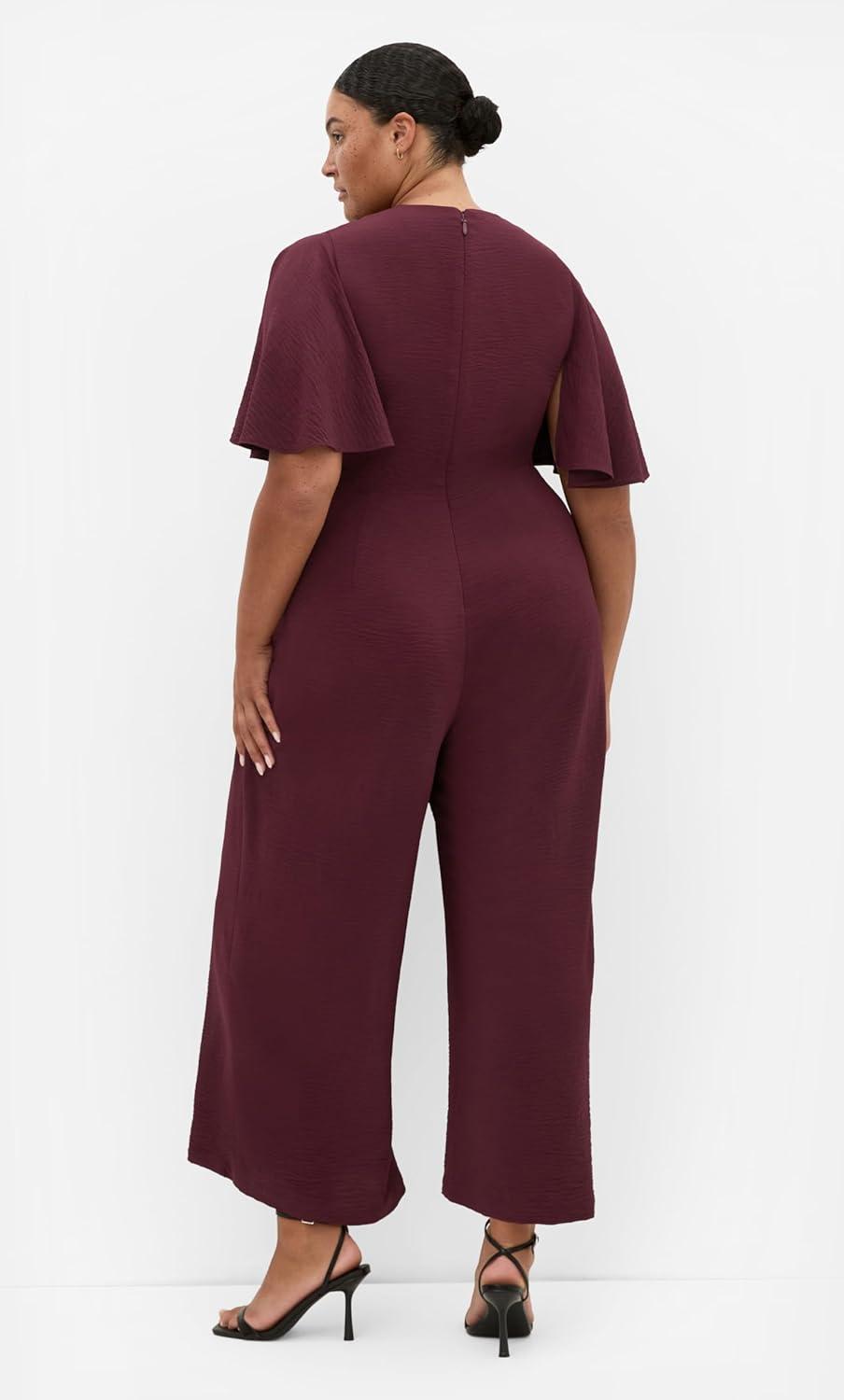 image:imageCity Chic Plus Size Jumpsuit Braelynn V NeckDark Cherry