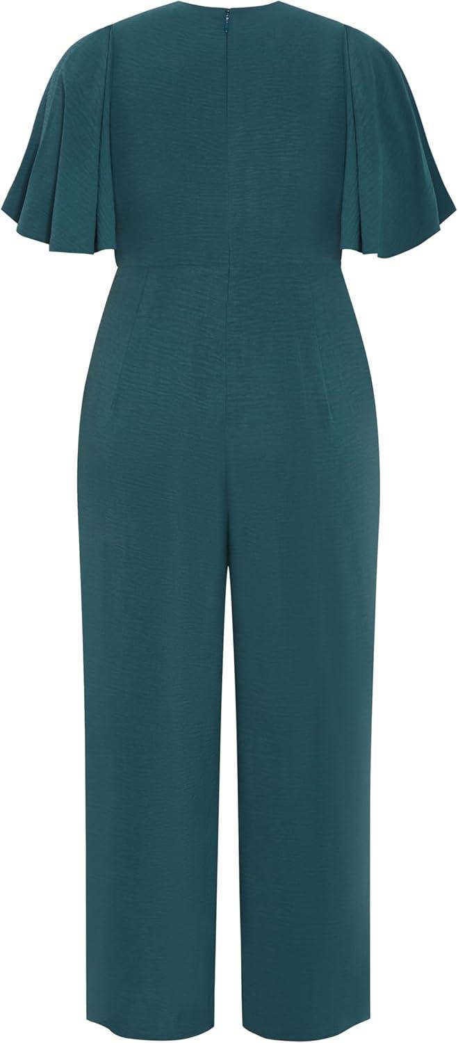 image:imageCity Chic Plus Size Jumpsuit Braelynn V NeckEmerald