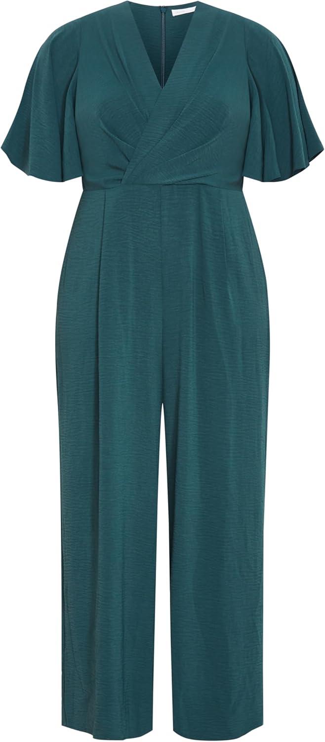 image:imageCity Chic Plus Size Jumpsuit Braelynn V NeckEmerald