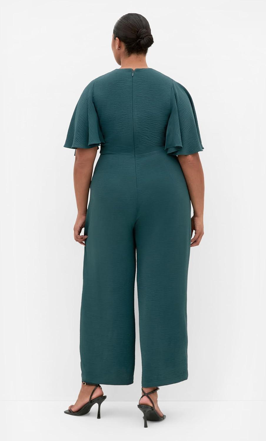 image:imageCity Chic Plus Size Jumpsuit Braelynn V NeckEmerald
