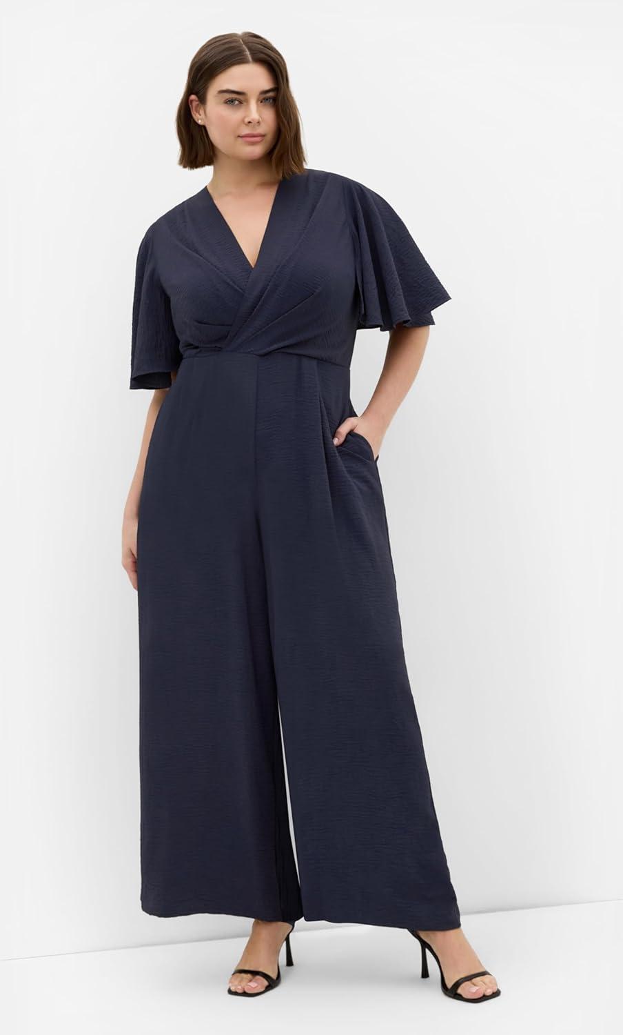 image:imageCity Chic Plus Size Jumpsuit Braelynn V NeckNavy