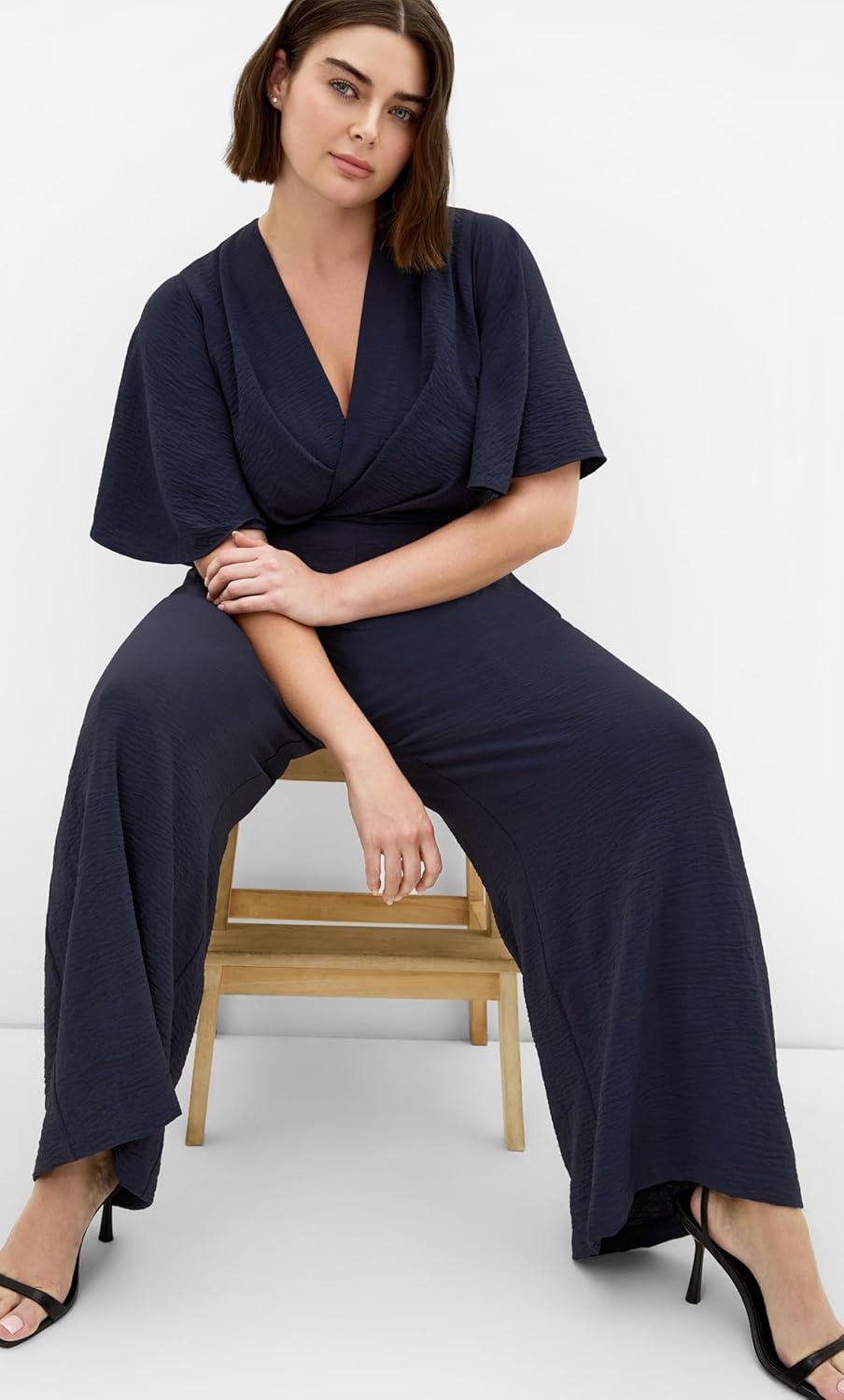 image:imageCity Chic Plus Size Jumpsuit Braelynn V NeckNavy