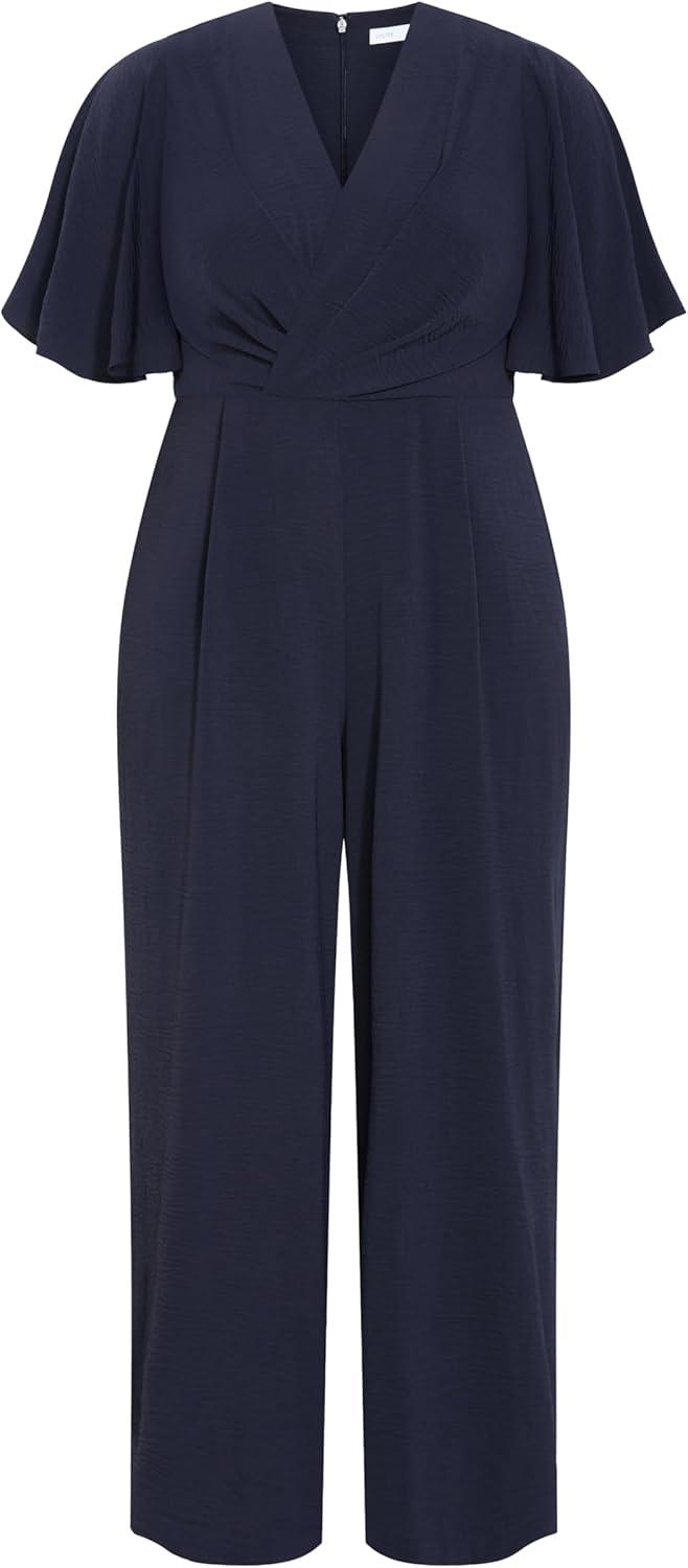image:imageCity Chic Plus Size Jumpsuit Braelynn V NeckNavy