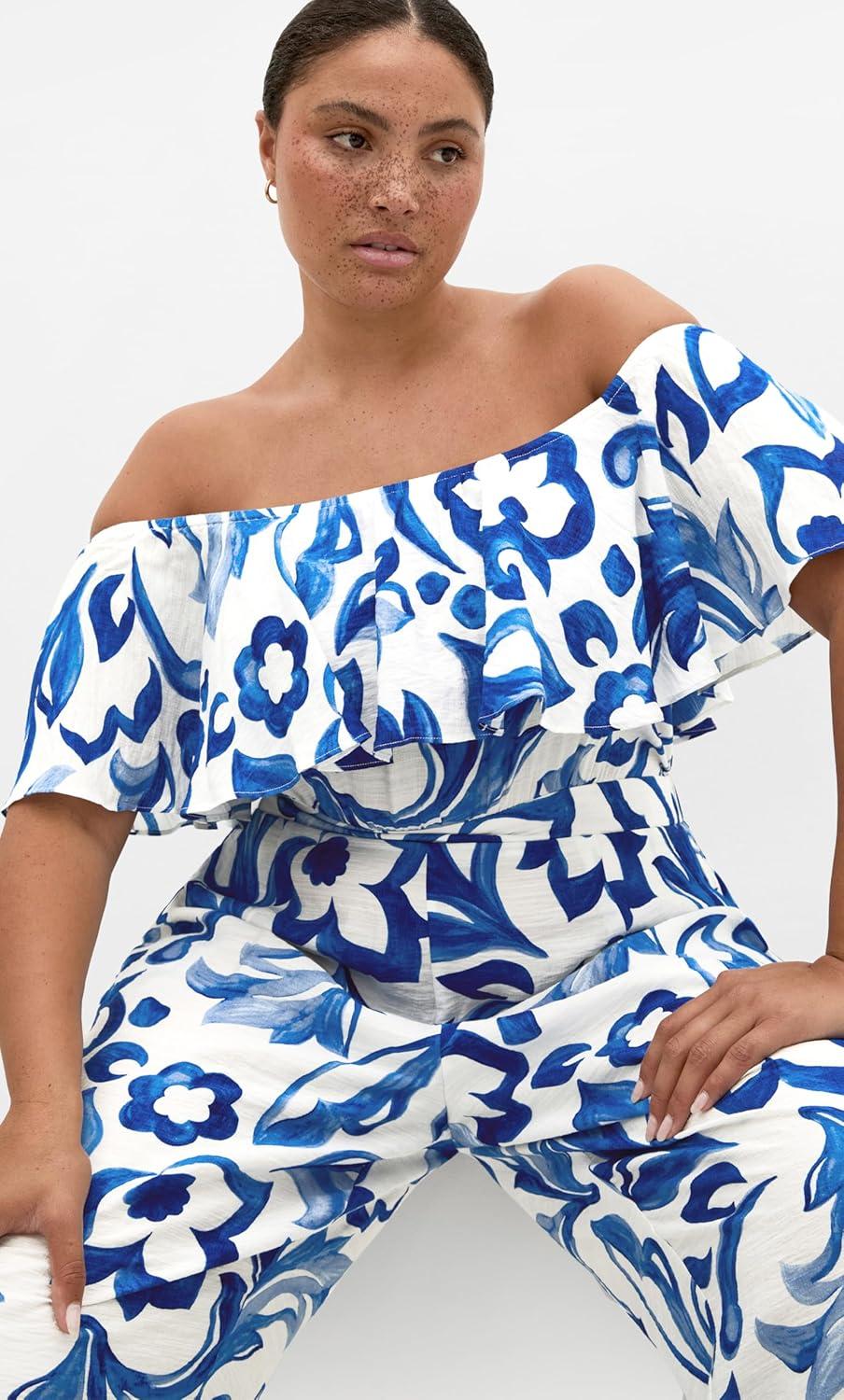 image:imageCity Chic Plus Size Jumpsuit Peta Mykonos PrintMykonos